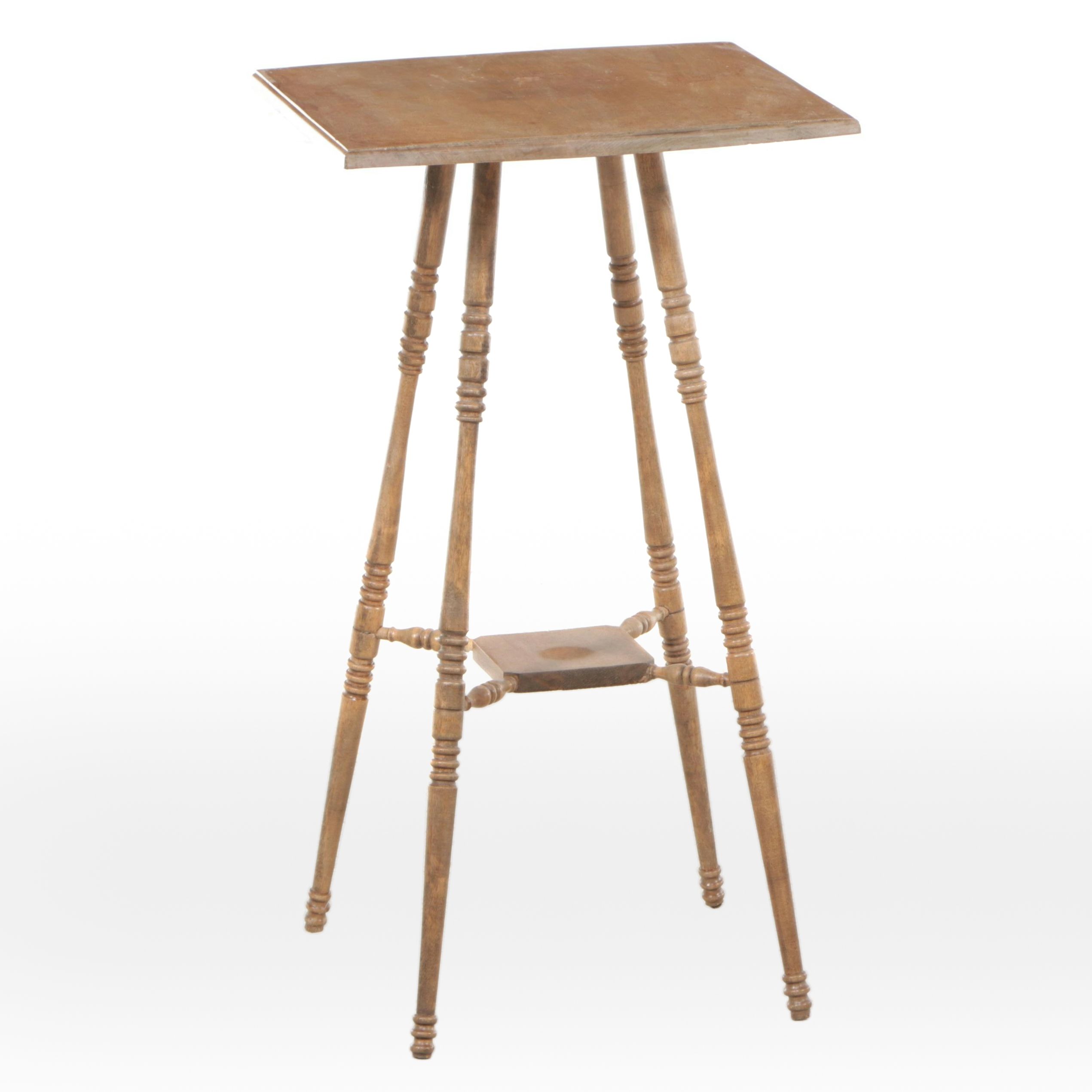 Spindle Turned-Leg Walnut Plant Stand