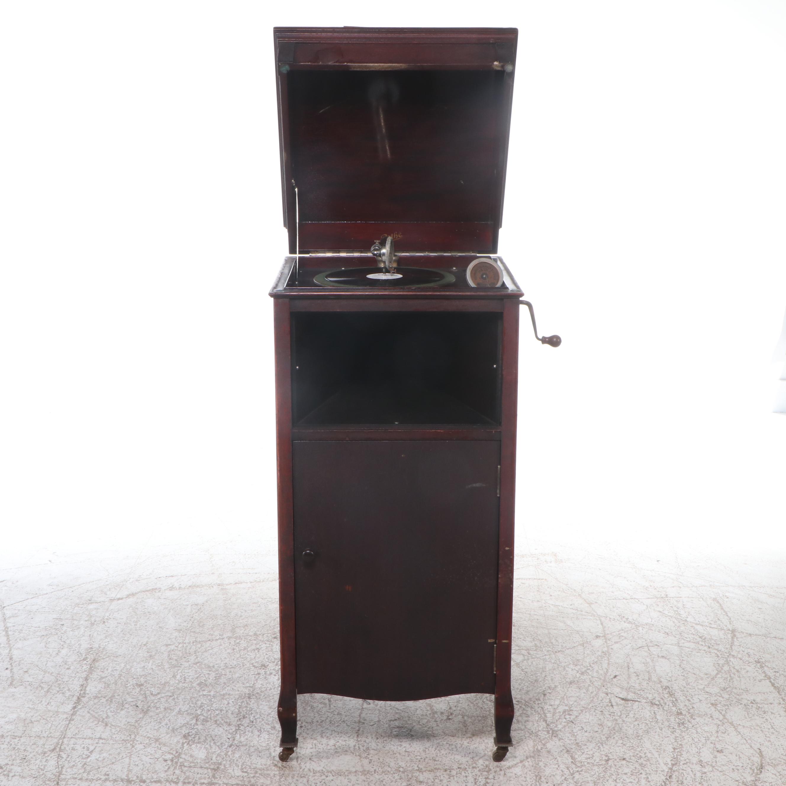 Pathé Phonograph in Mahogany Cabinet, Early 20th Century