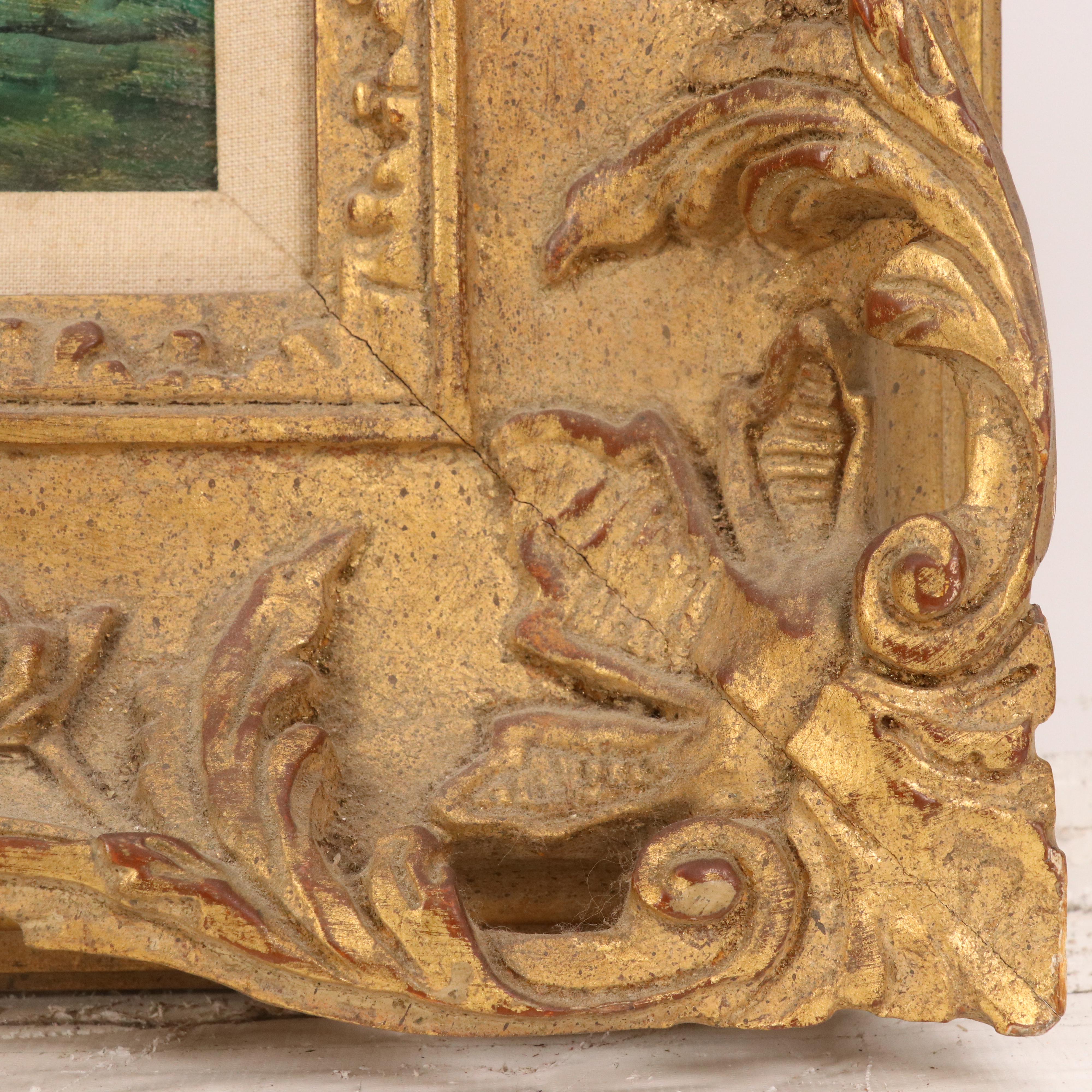 Scenic Oil Painting with Abundant Gardens, 20th Century