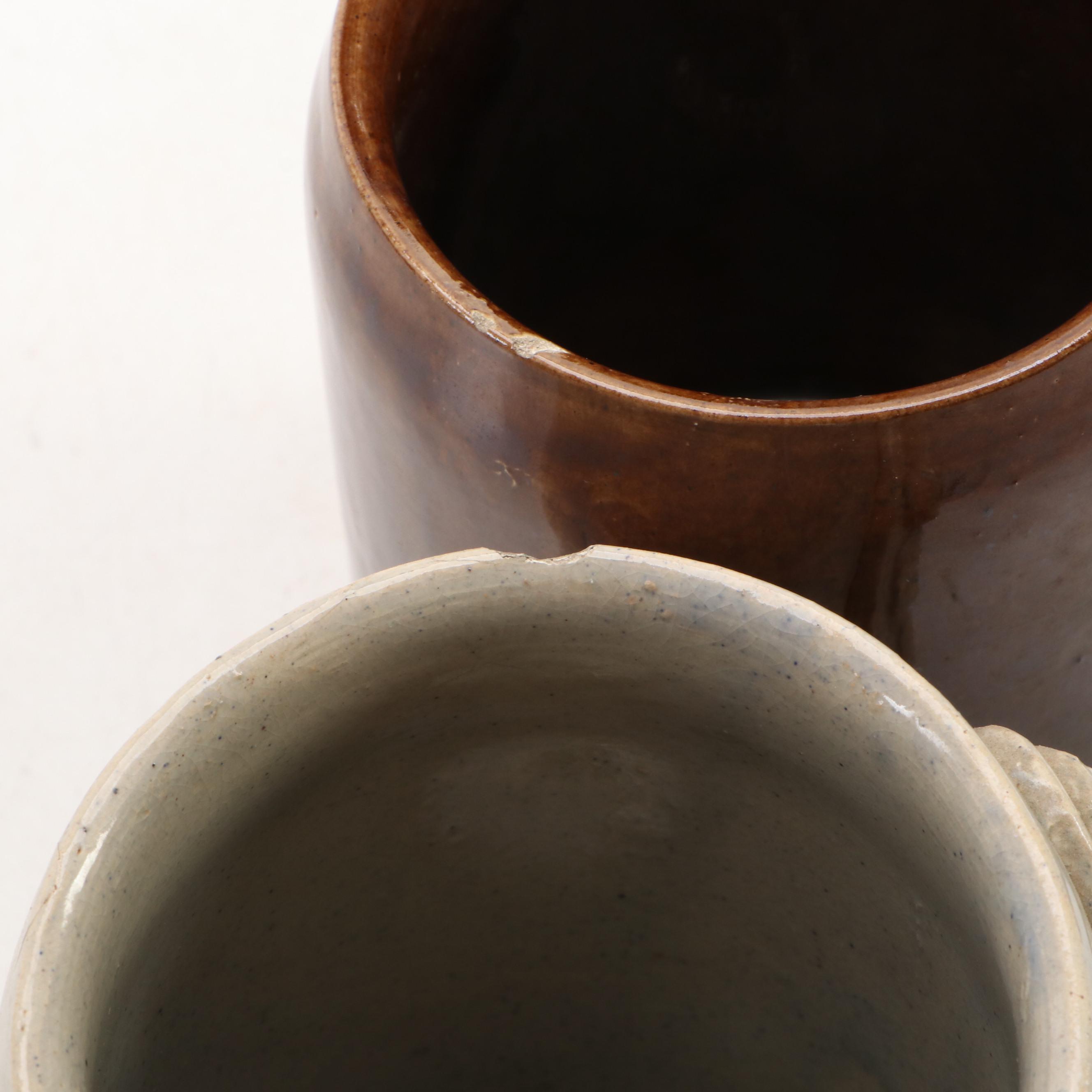 Noseda Kuurne Figural Brussels Stoneware Mugs, 1970s