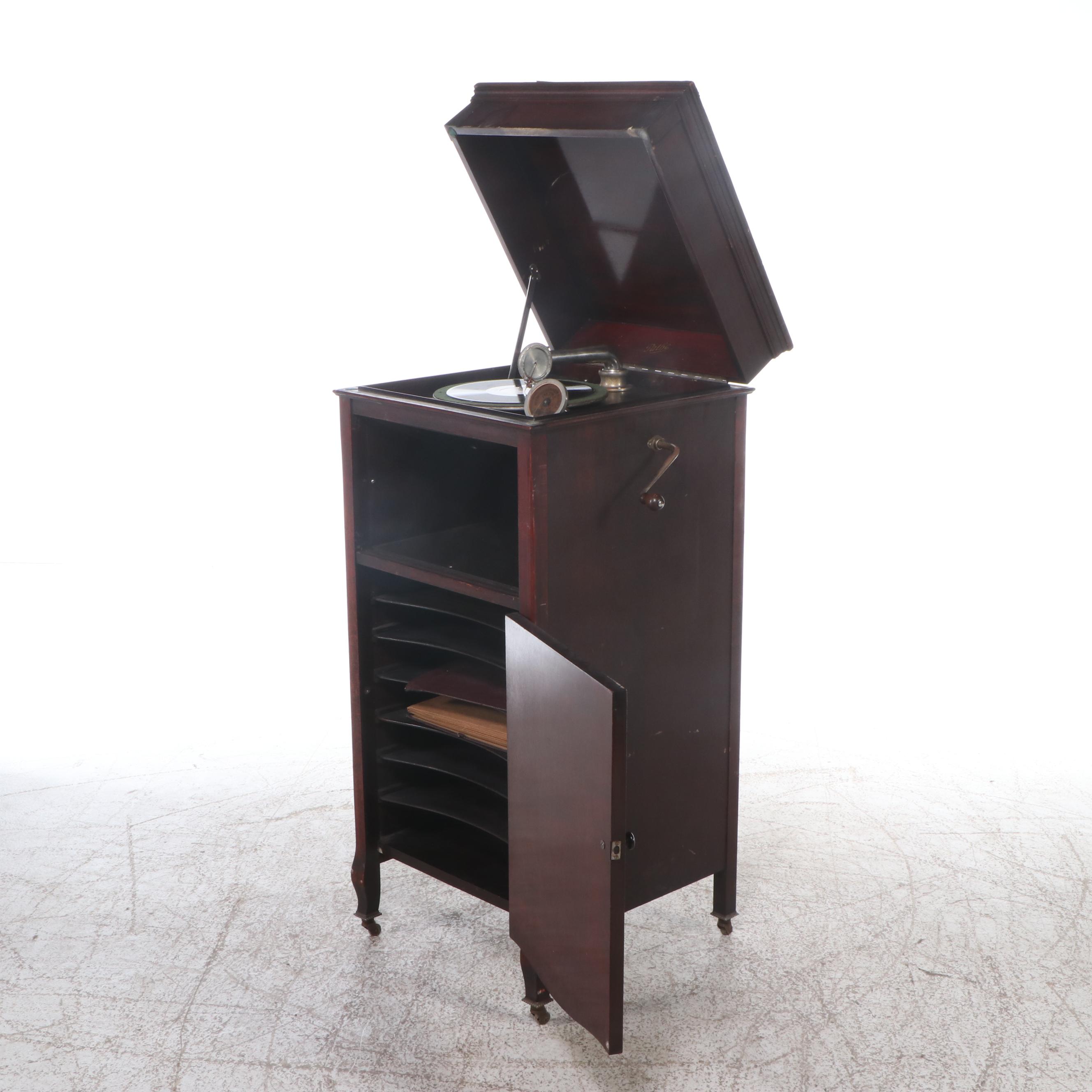 Pathé Phonograph in Mahogany Cabinet, Early 20th Century