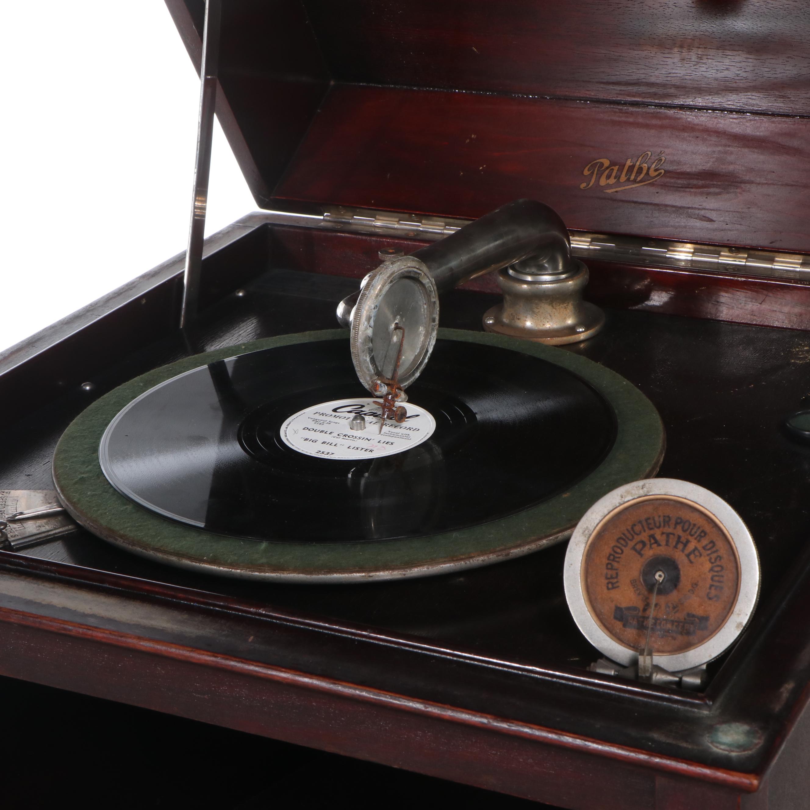 Pathé Phonograph in Mahogany Cabinet, Early 20th Century