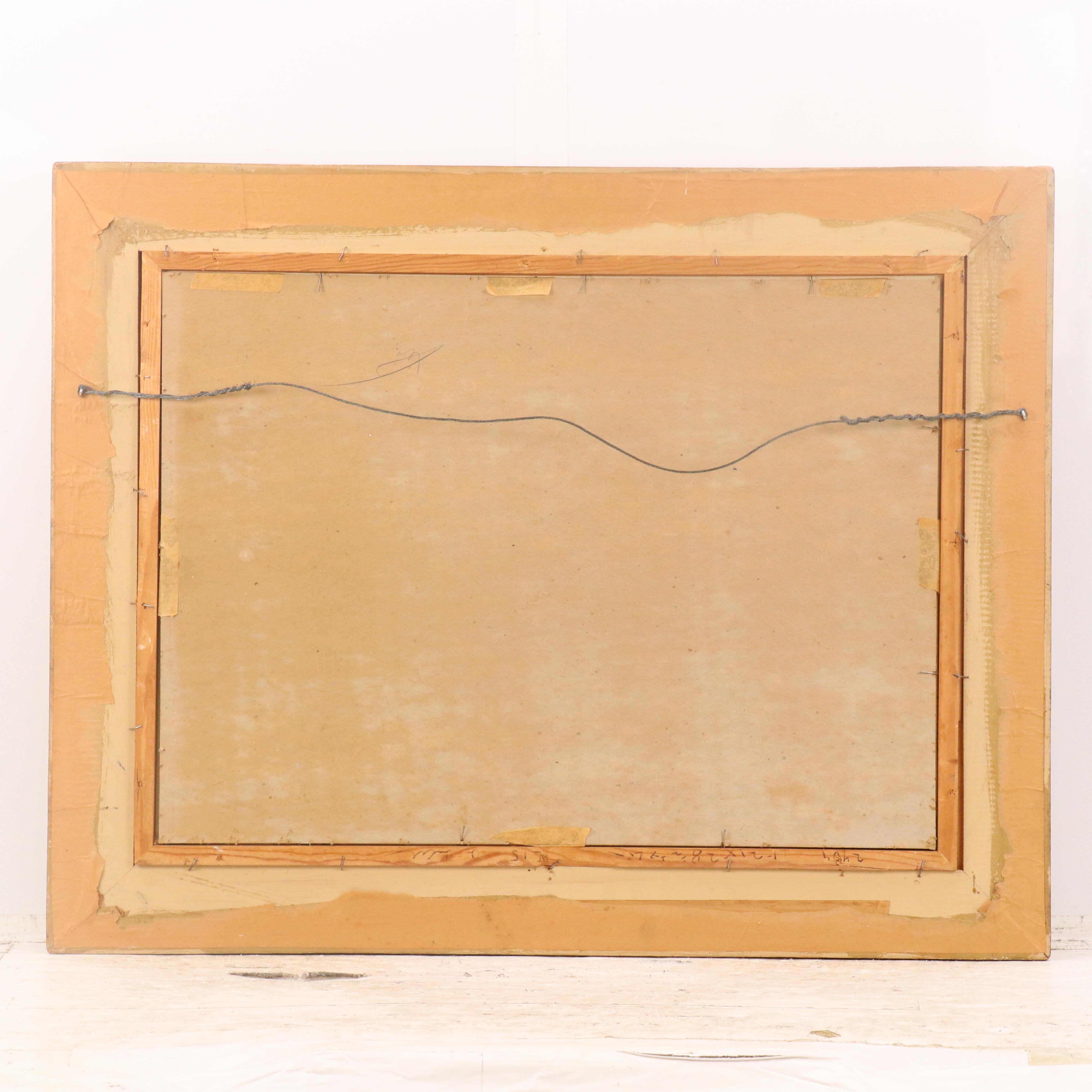 Scenic Oil Painting with Abundant Gardens, 20th Century