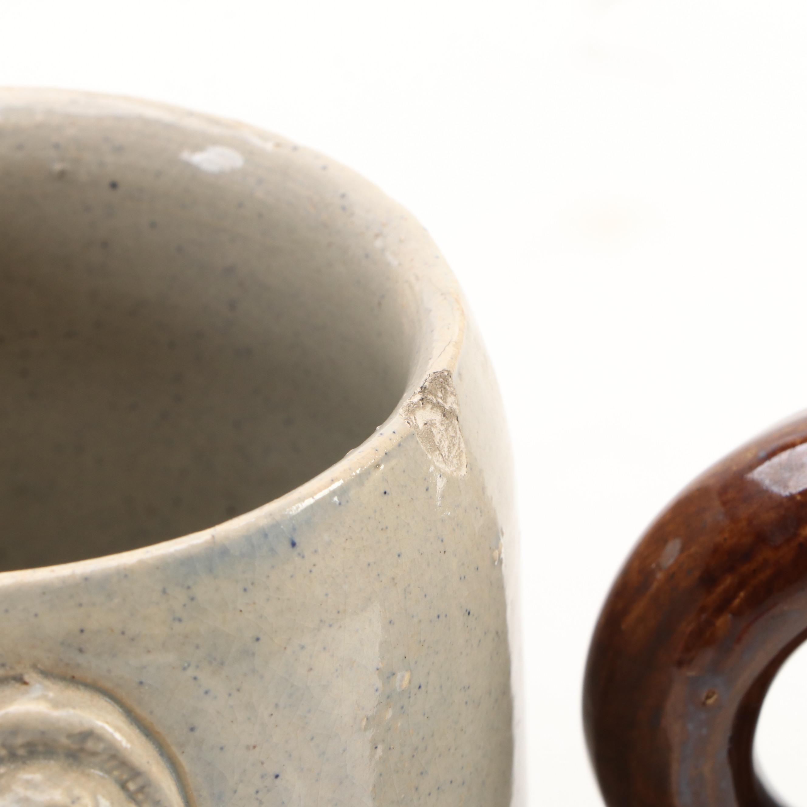 Noseda Kuurne Figural Brussels Stoneware Mugs, 1970s