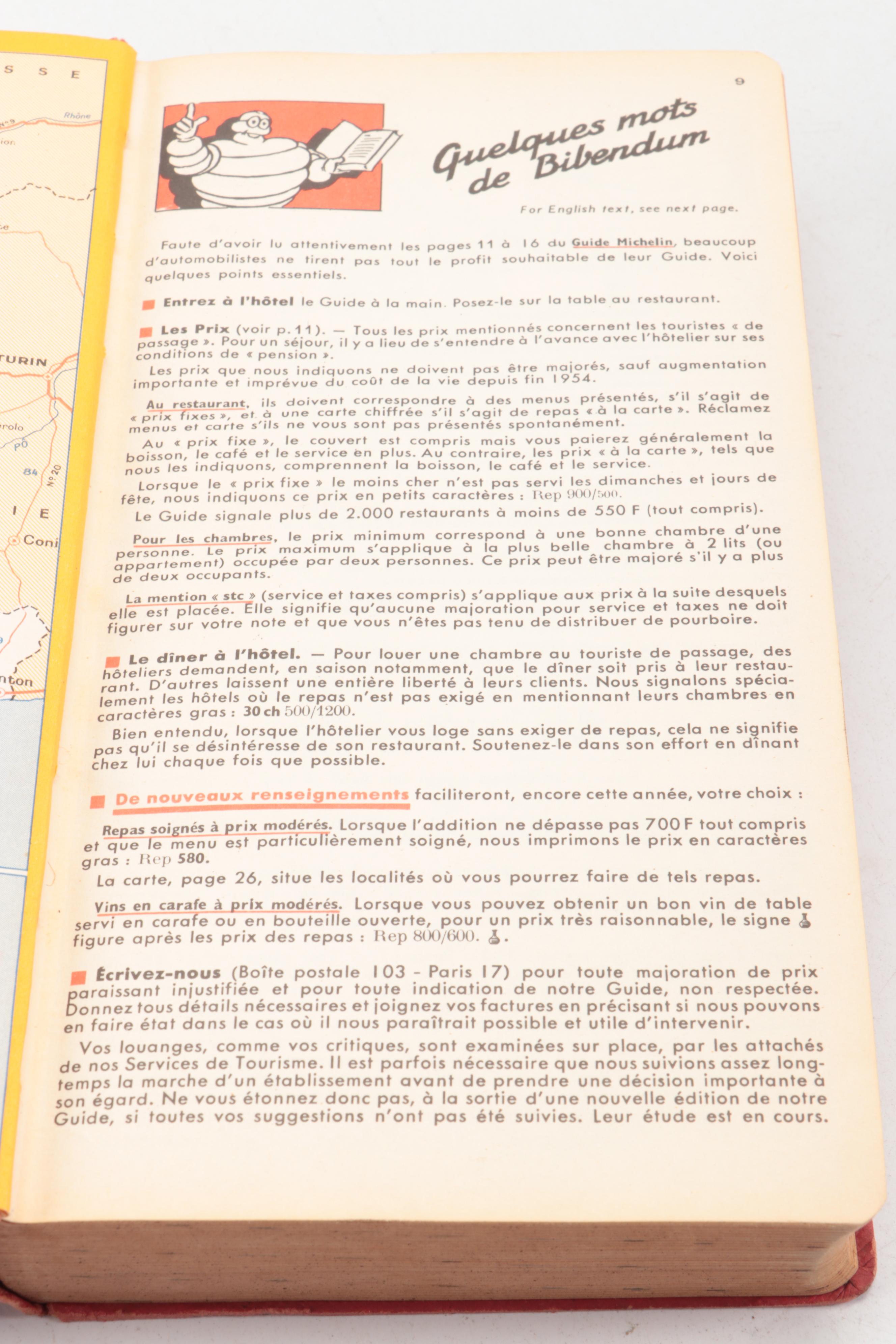"Guide du pneu Michelin" Travel Guide Book, 1955