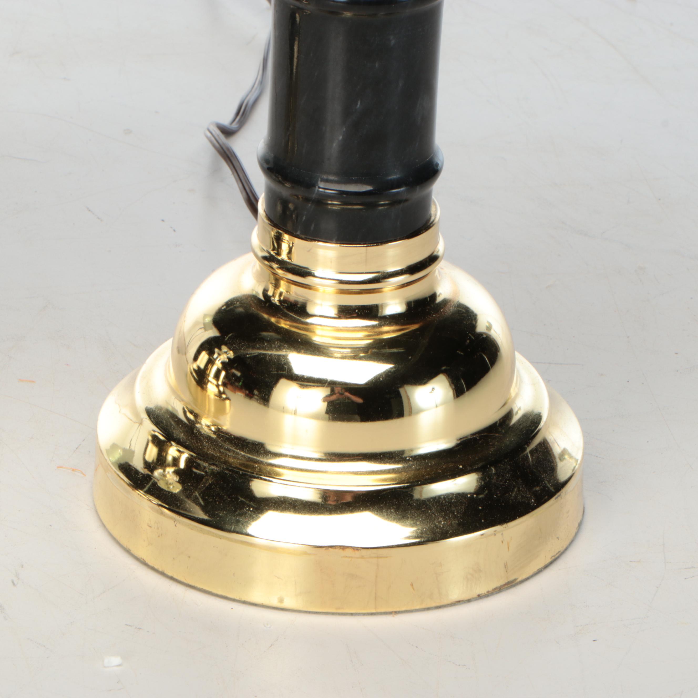 Neoclassical Style Black and Lacquered Brass Finish Table Lamps