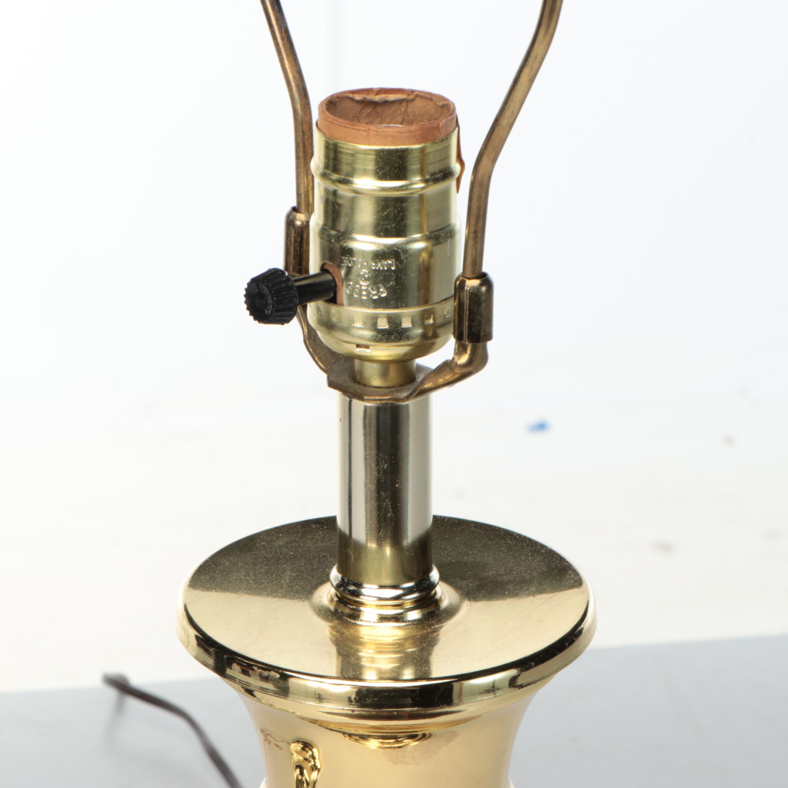 Neoclassical Style Black and Lacquered Brass Finish Table Lamps