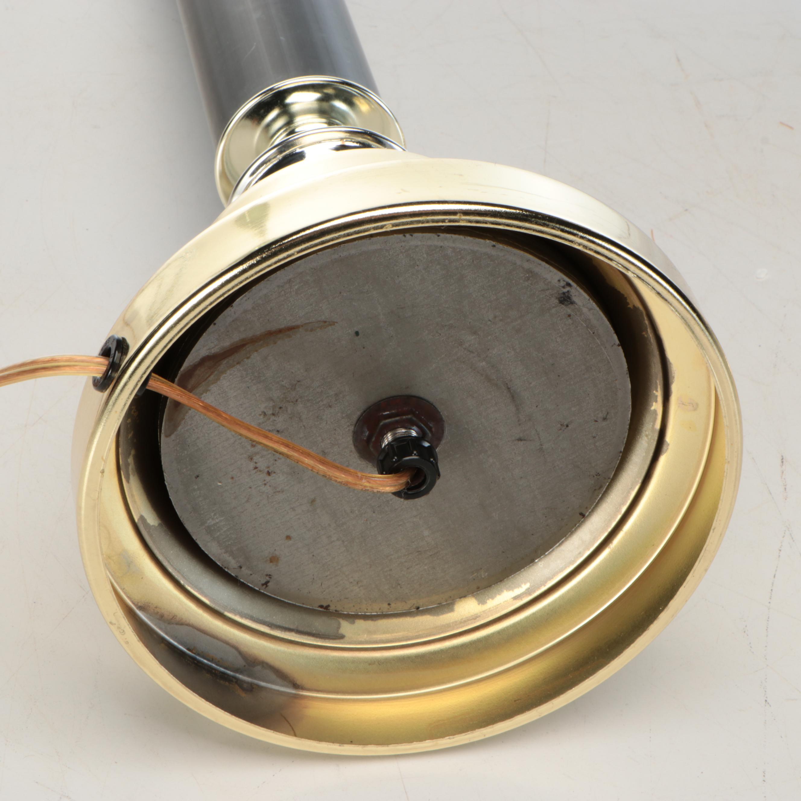 Neoclassical Style Black and Lacquered Brass Finish Table Lamps