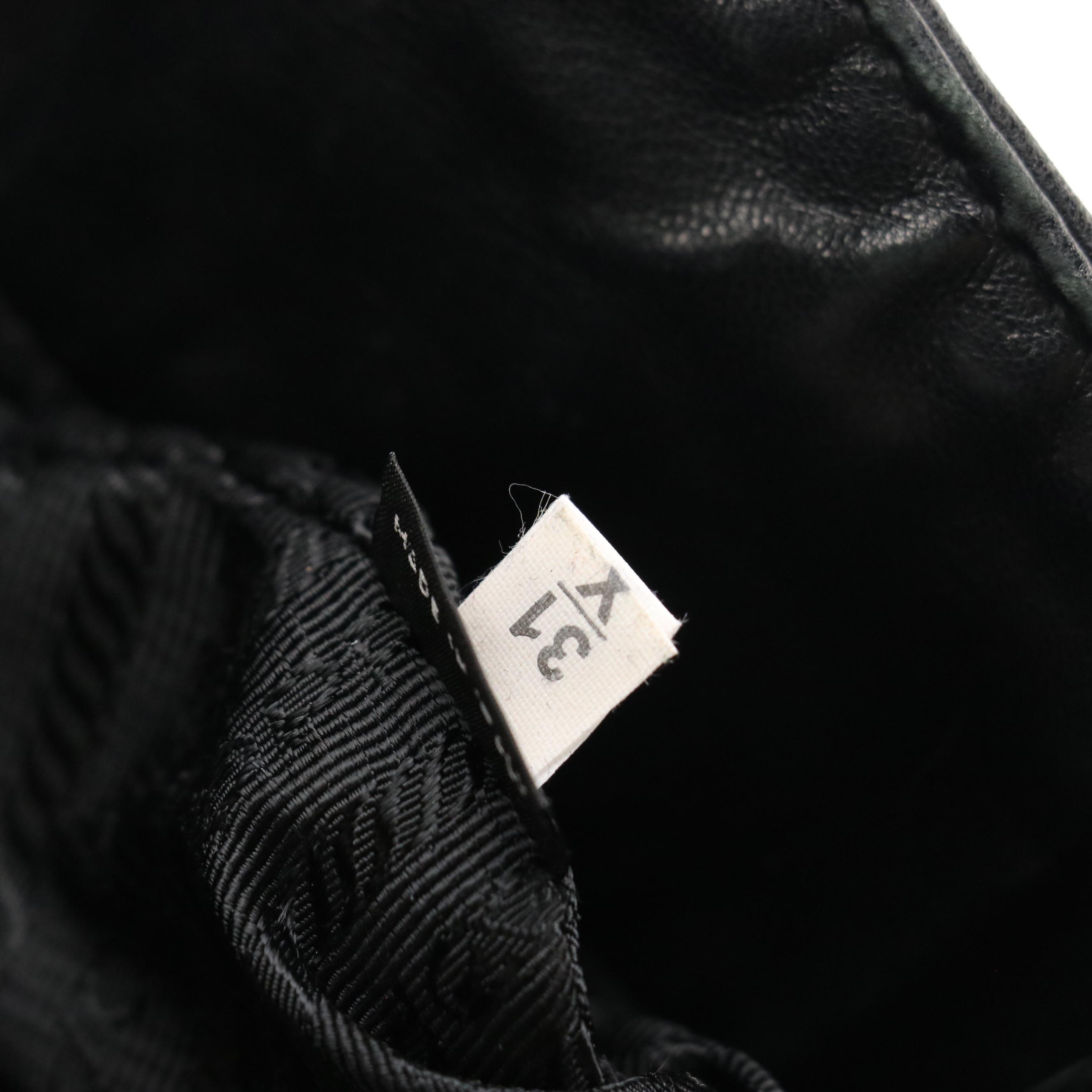 Prada Top Handle Shopper Tote in Black Crinkled Calfskin Leather