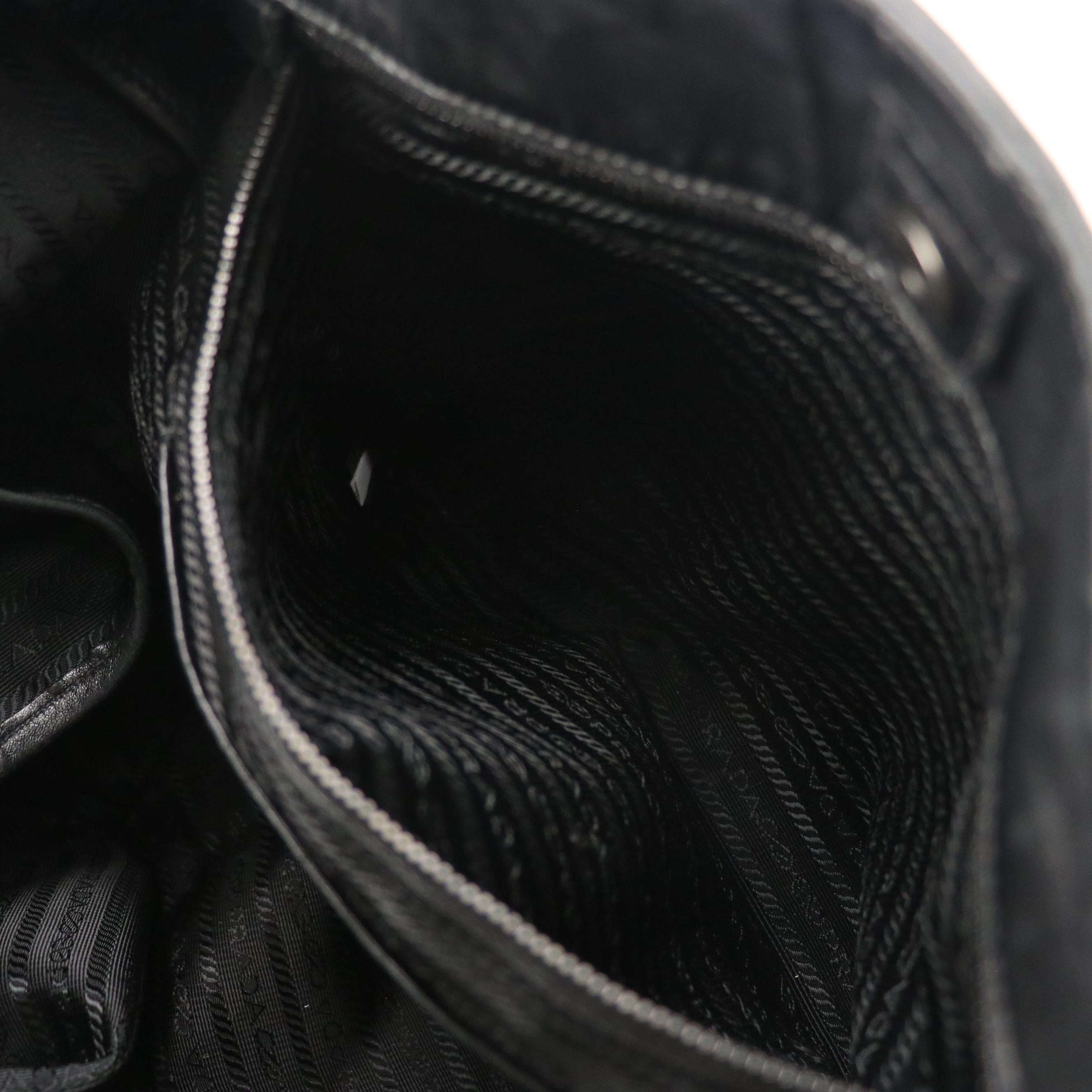 Prada Top Handle Shopper Tote in Black Crinkled Calfskin Leather