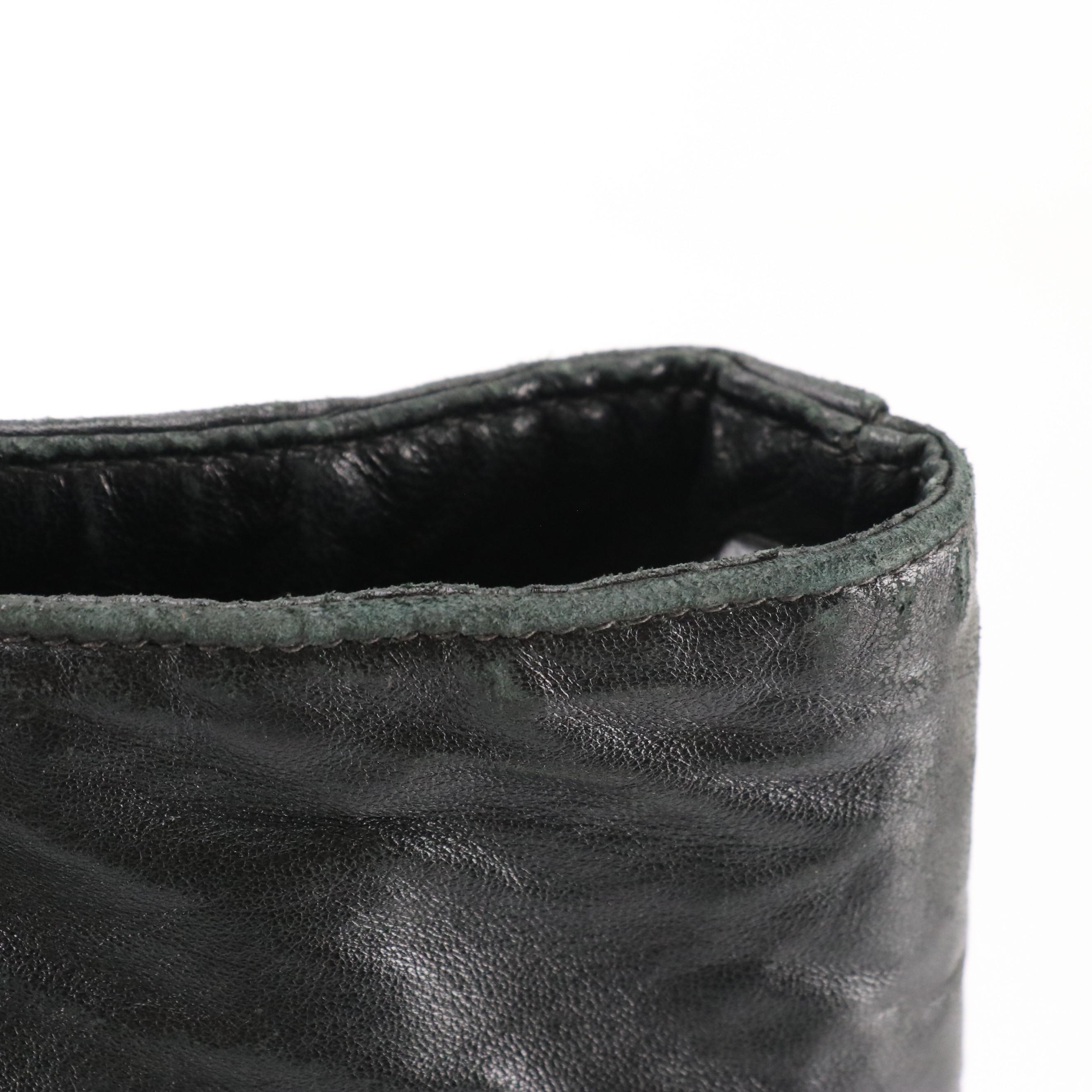 Prada Top Handle Shopper Tote in Black Crinkled Calfskin Leather