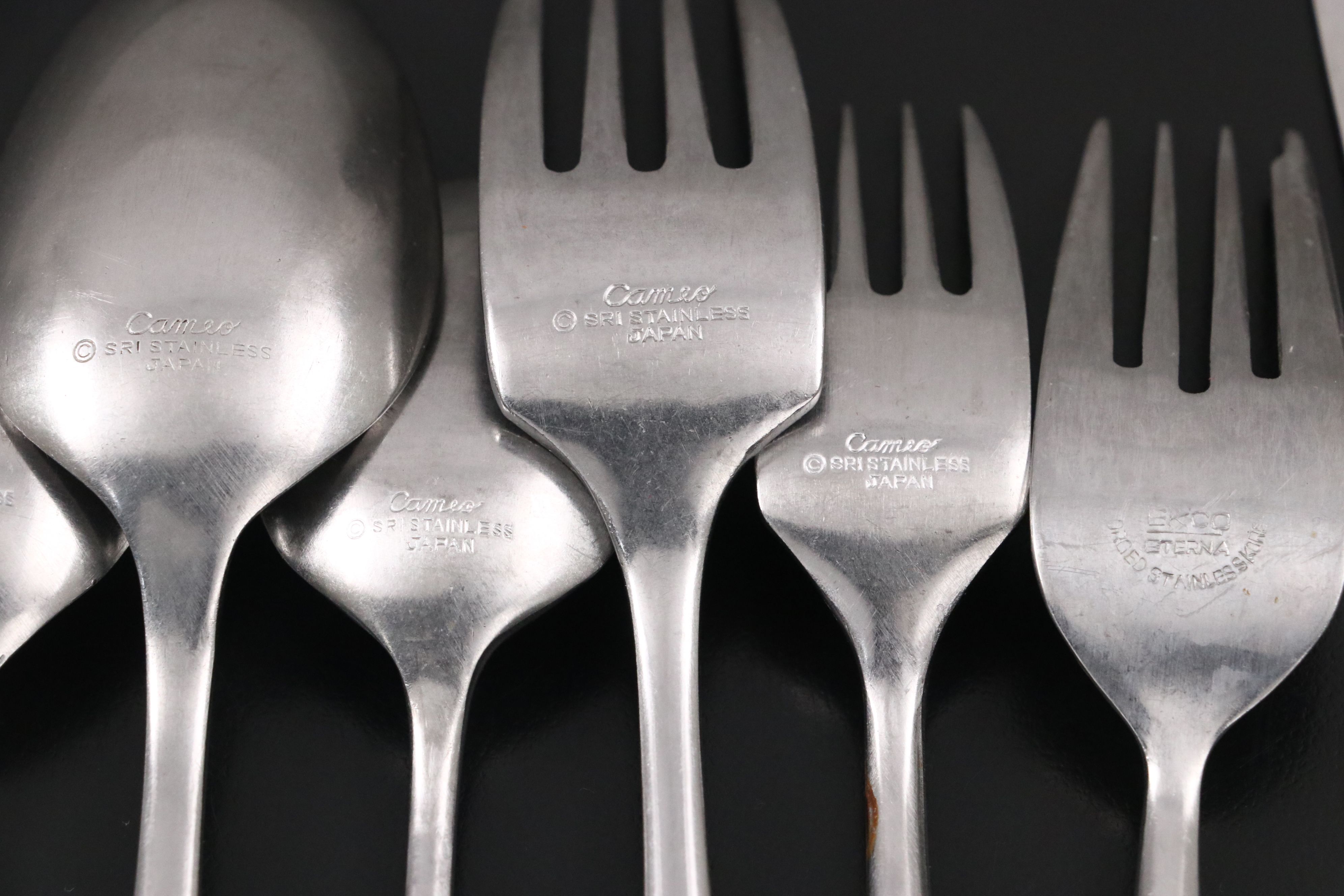 Stanley Roberts "Cameo" Stainless Steel Wood Handled Flatware and Bottle Opener