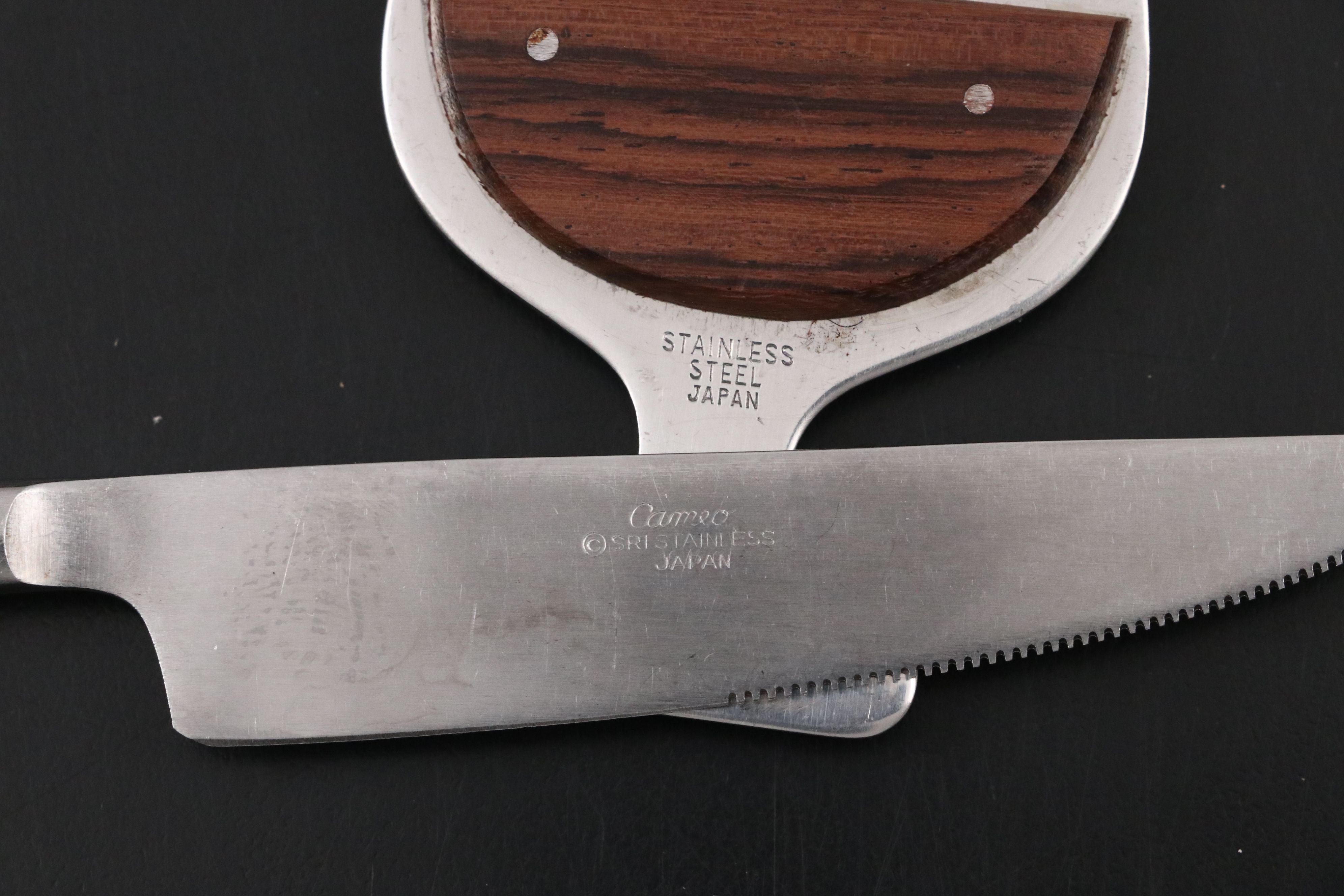 Stanley Roberts "Cameo" Stainless Steel Wood Handled Flatware and Bottle Opener