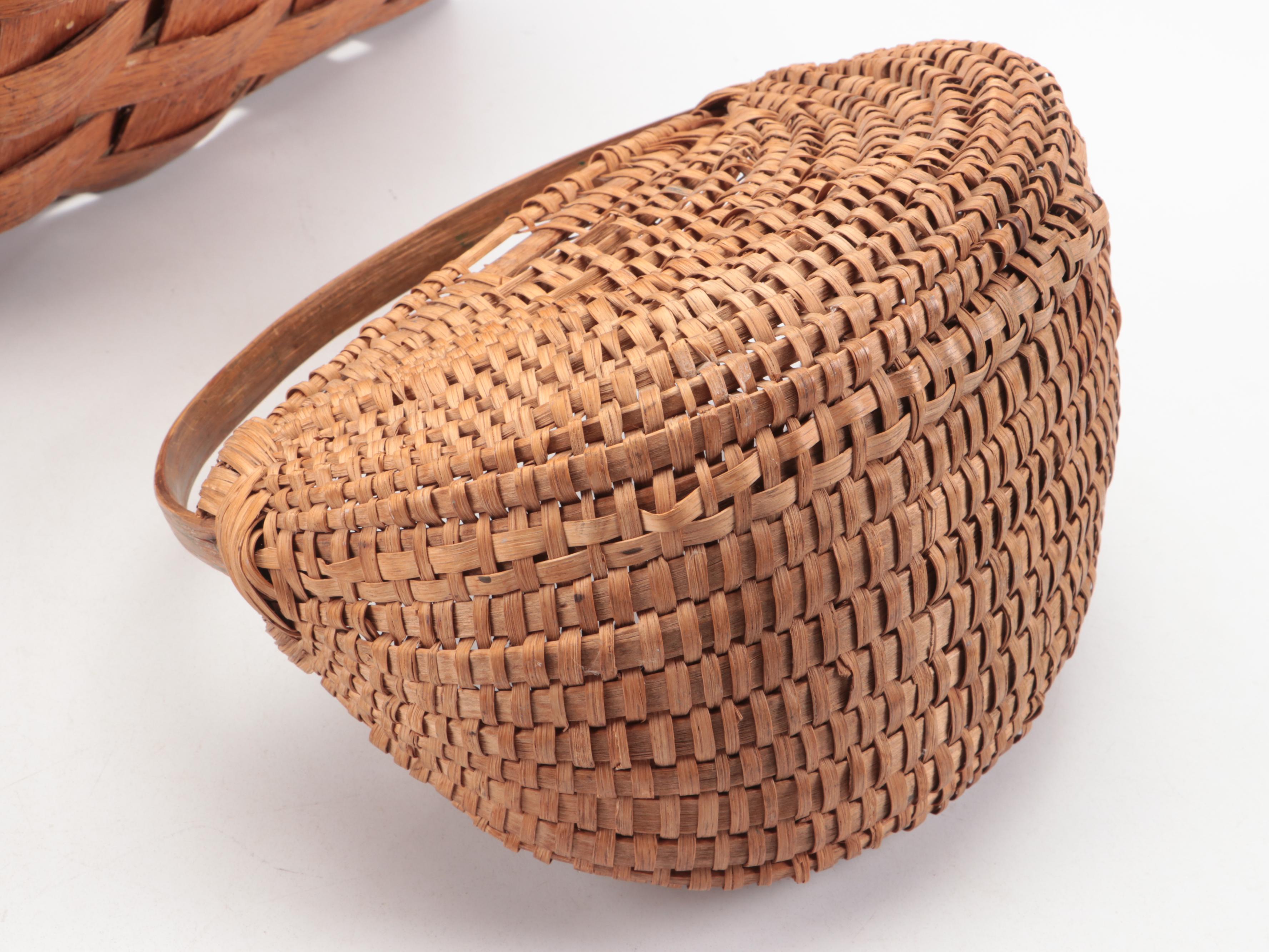 Primitive Style Handwoven Baskets, Sad Irons and More