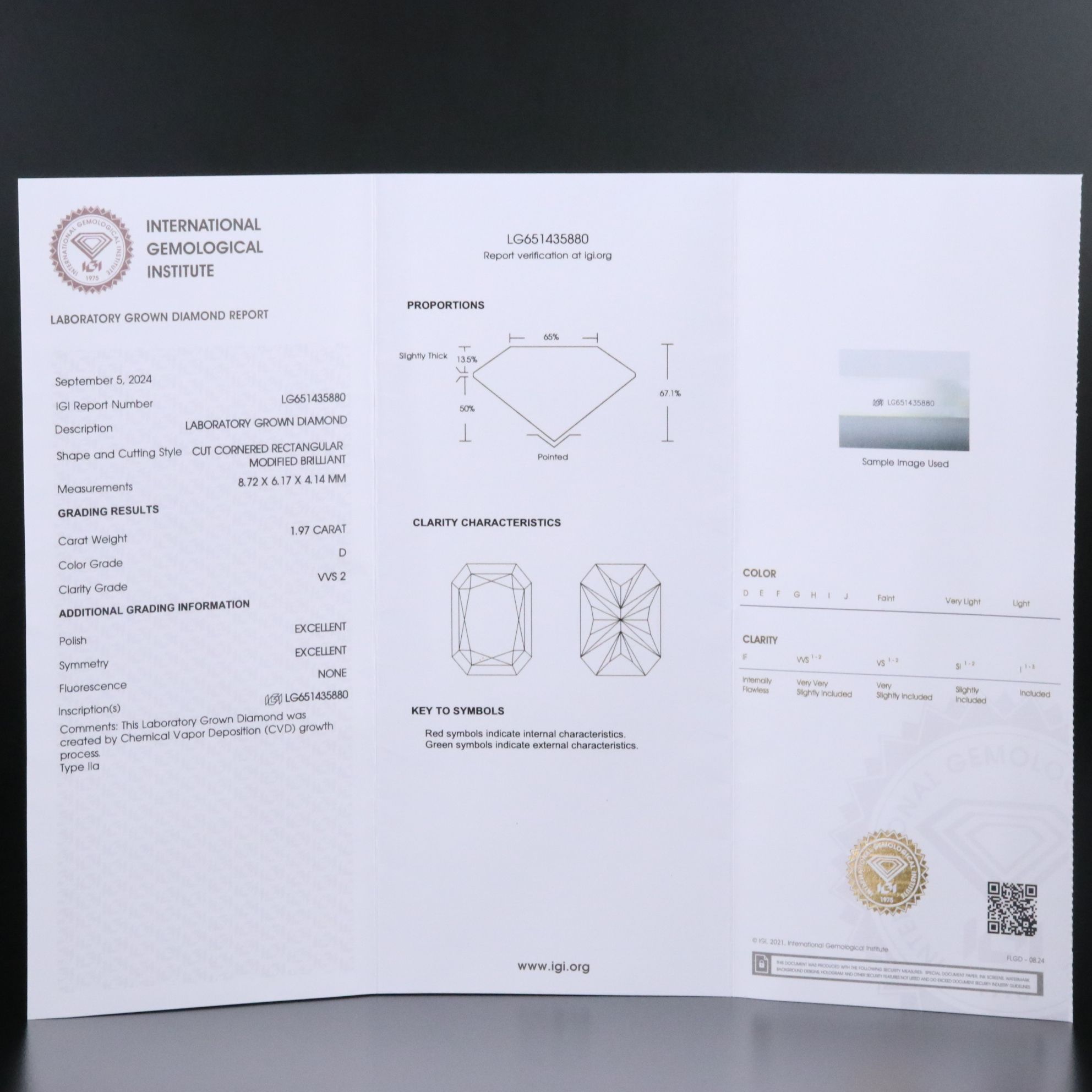 Loose 1.97 CT Lab Grown Diamond with IGI Report