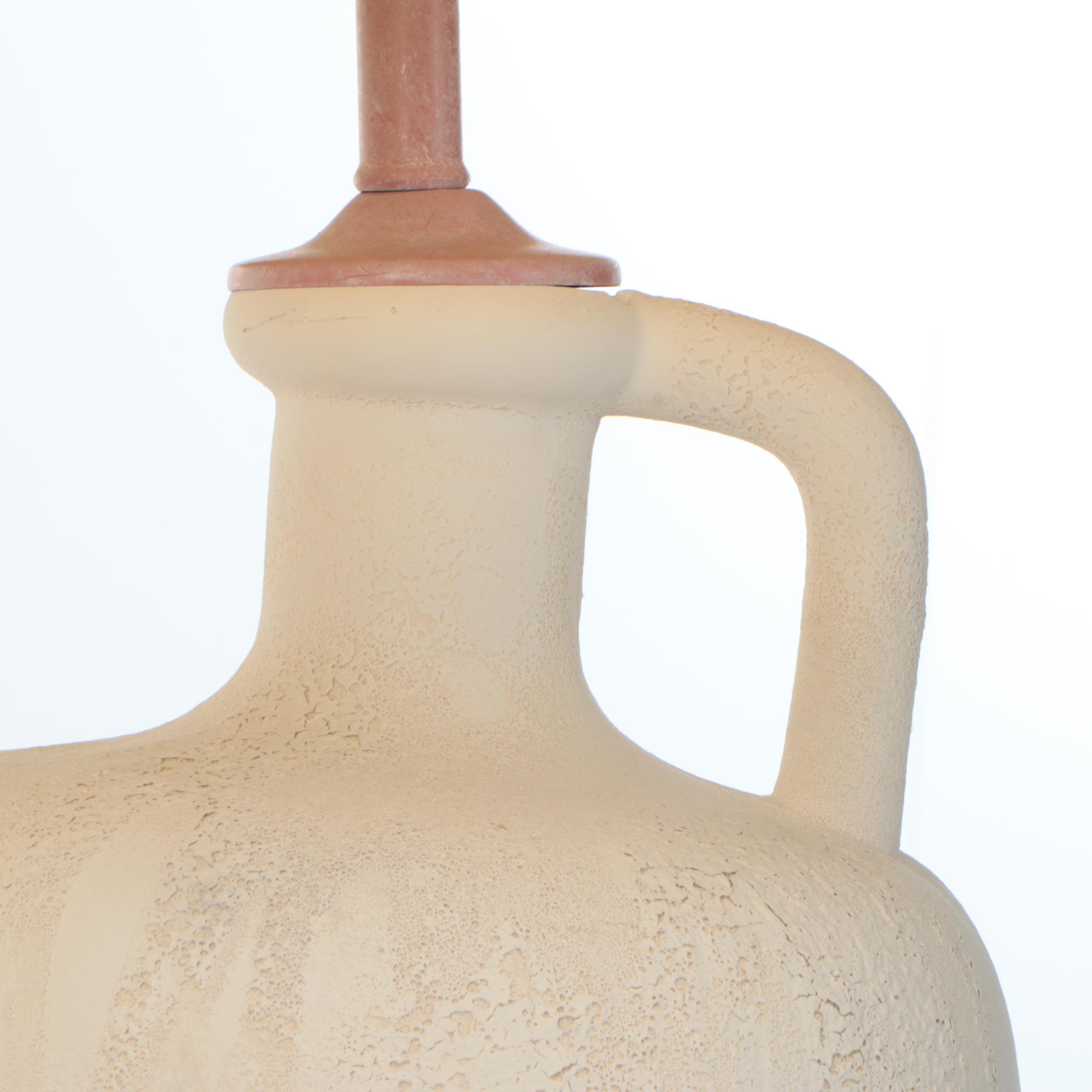 Mediterranean Style Ceramic Table Lamps with Pink Metal Stands