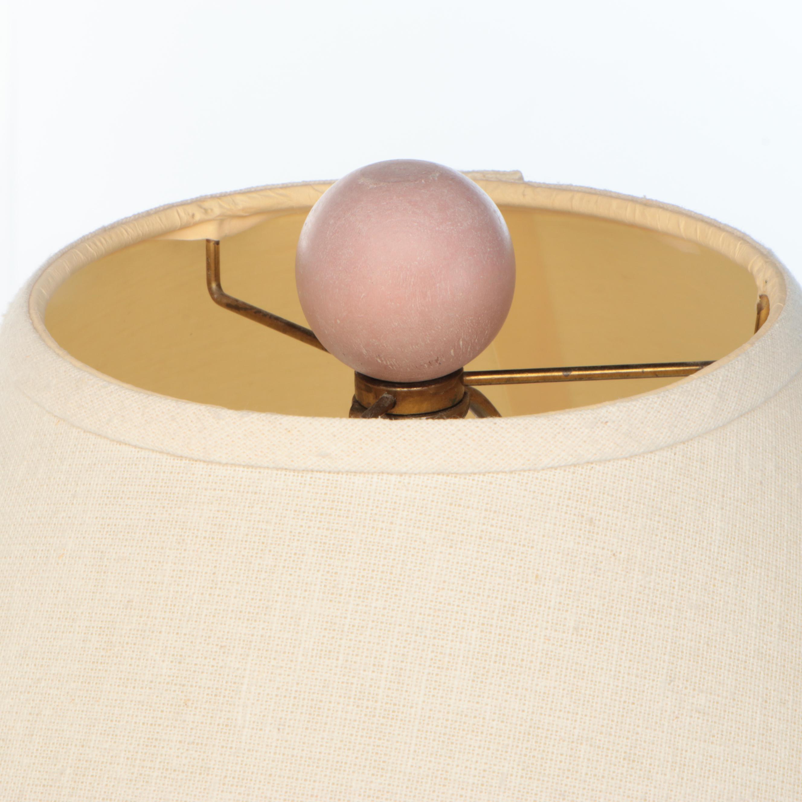 Mediterranean Style Ceramic Table Lamps with Pink Metal Stands