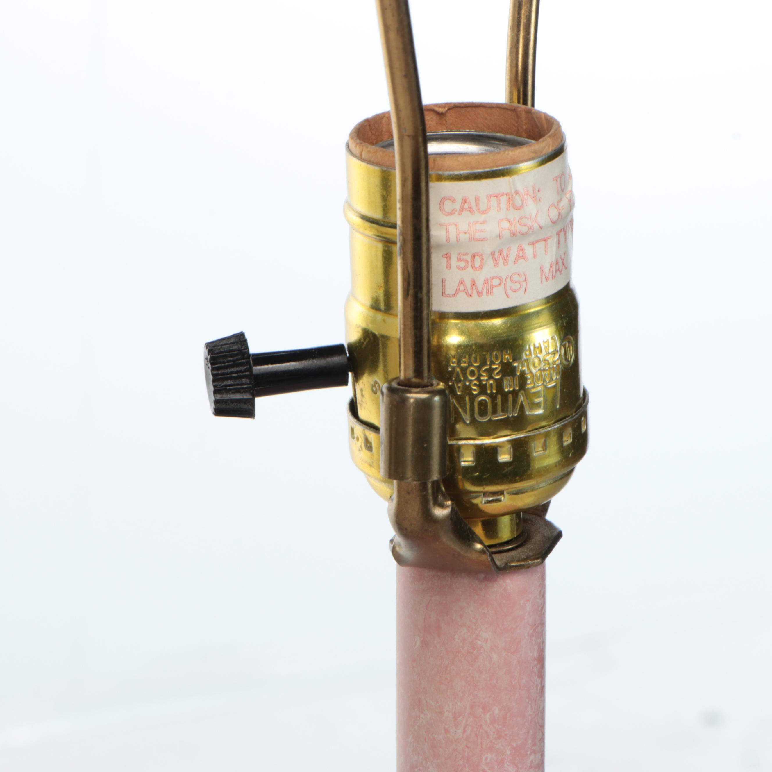 Mediterranean Style Ceramic Table Lamps with Pink Metal Stands