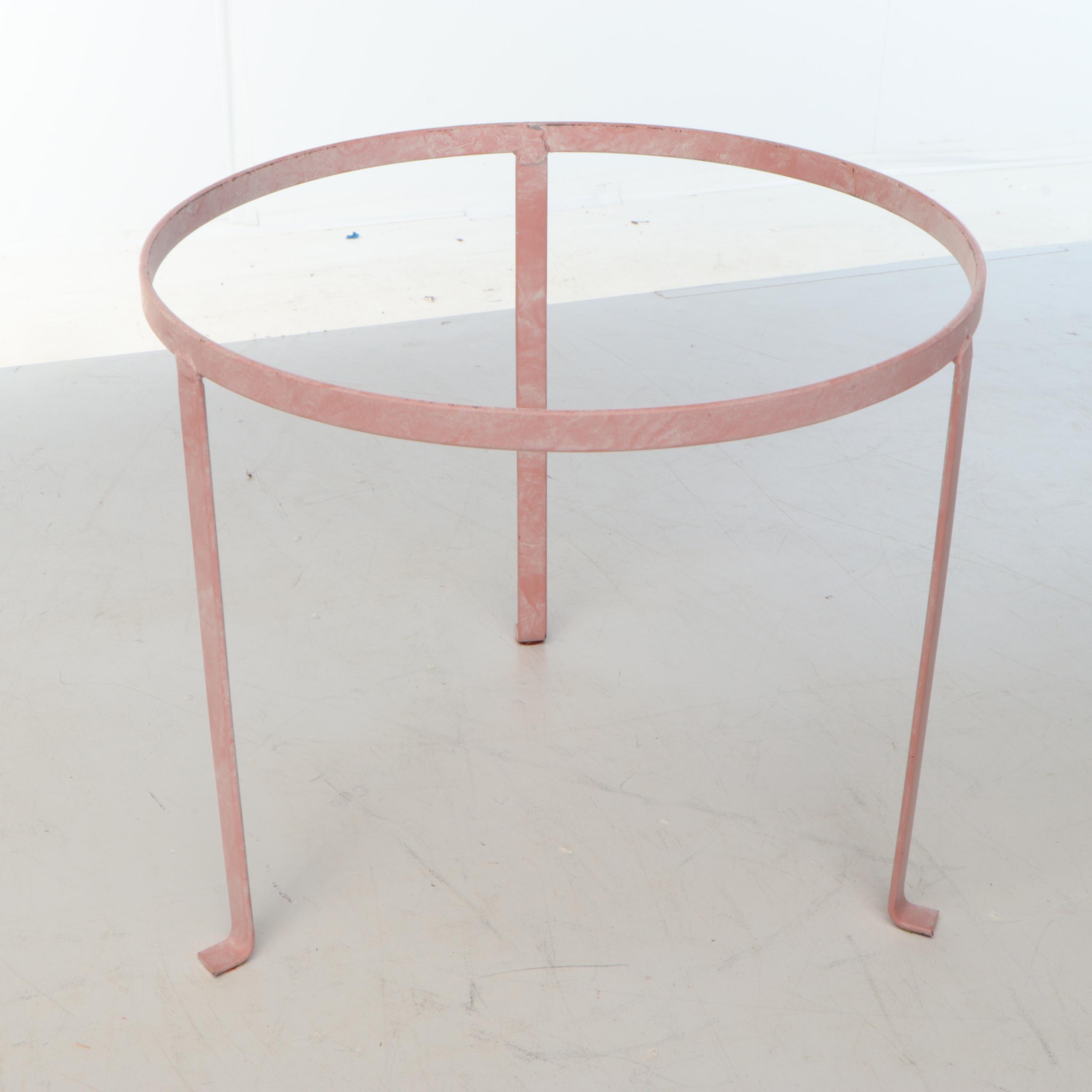 Mediterranean Style Ceramic Table Lamps with Pink Metal Stands