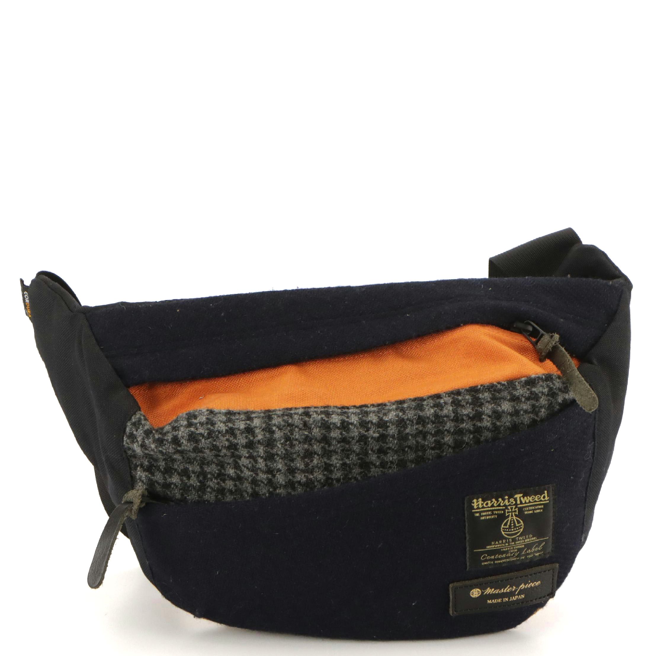 Harris Tweed x Master-Piece Waist Bag in Cordura® Fabric, Wool and Suede Trim