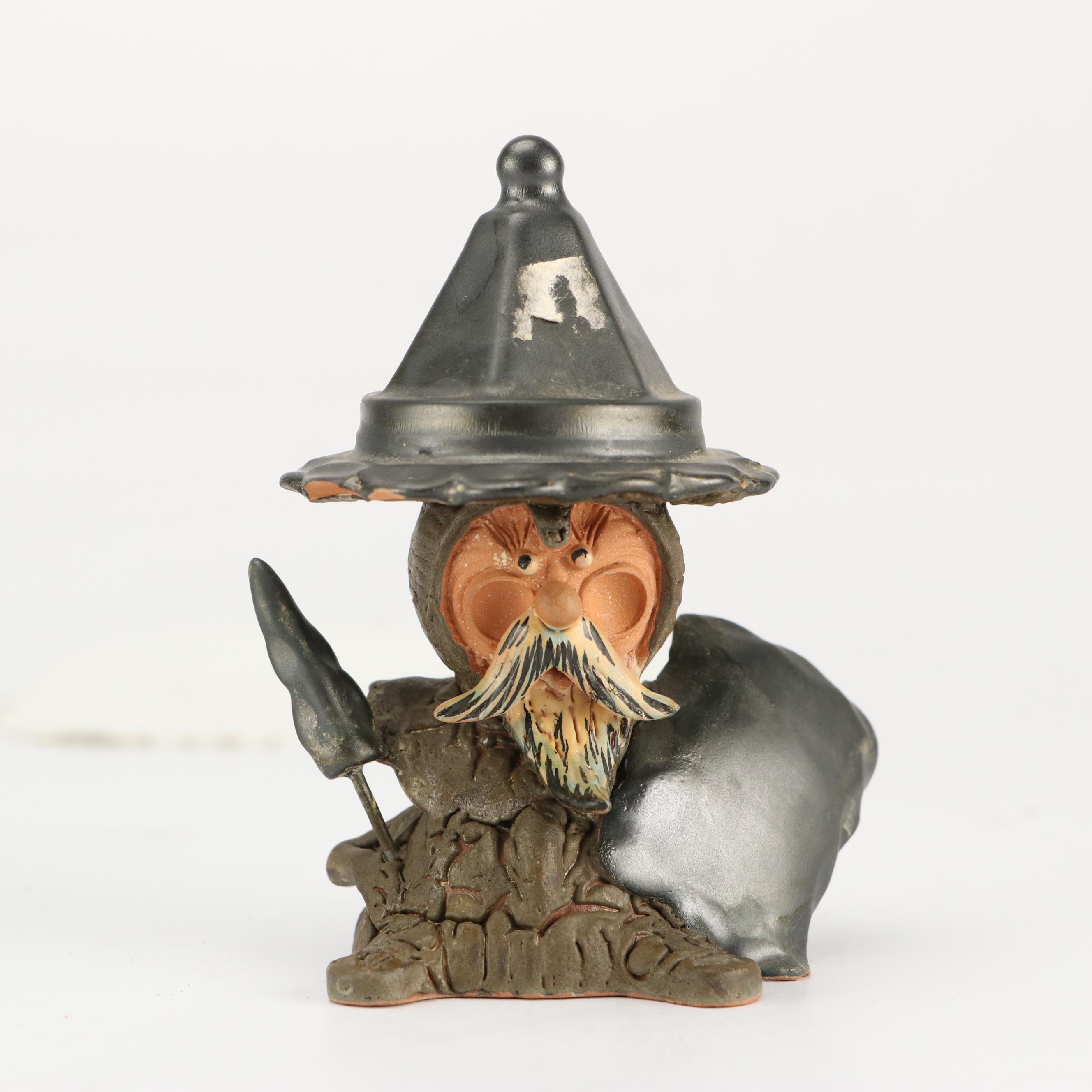 Italian Bravi Ceramic Spearman with Pamela Coleman Smith Rider-Waite Tarot Deck