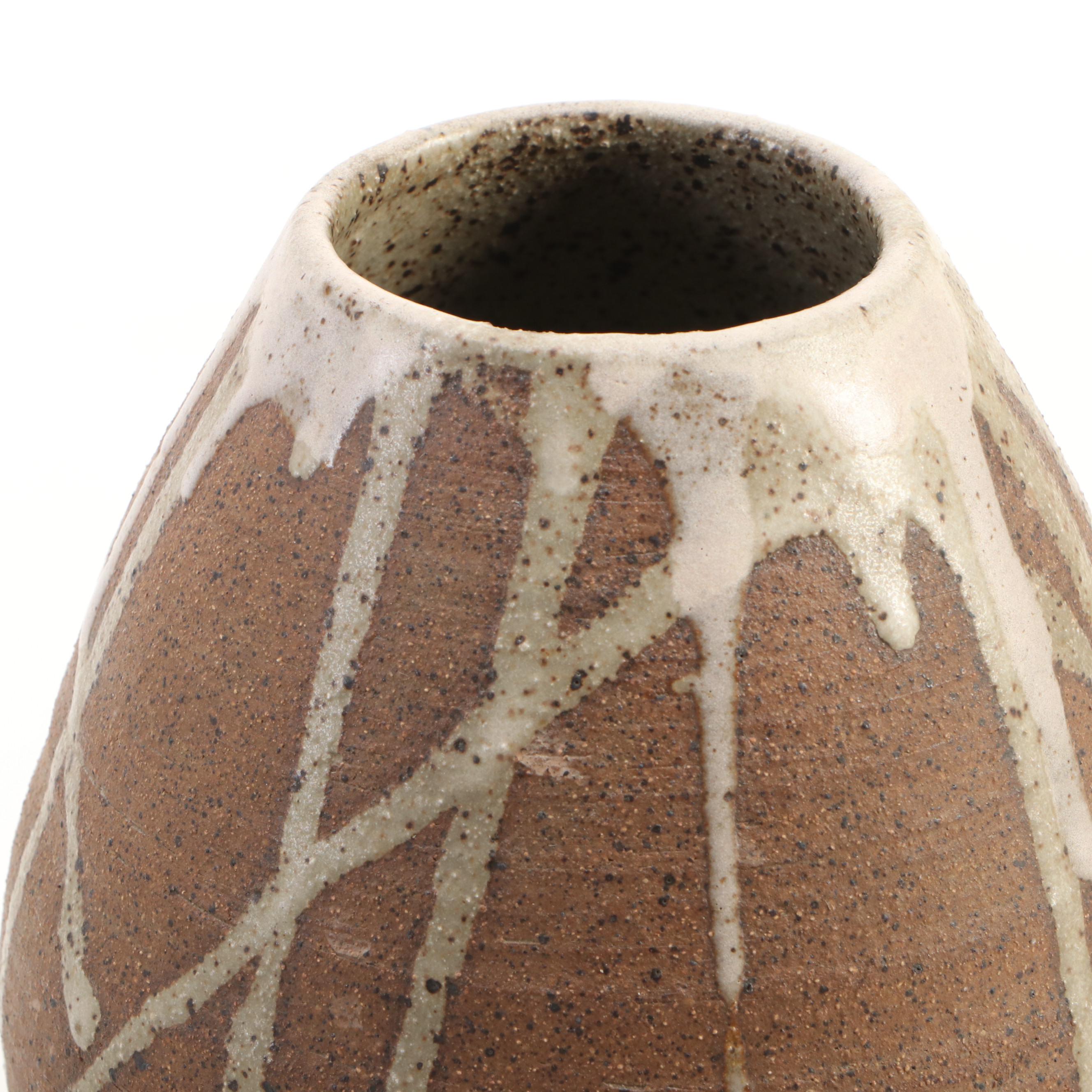 Handcrafted Studio Art Pottery Stoneware Vessels and Cutout Candle Holder