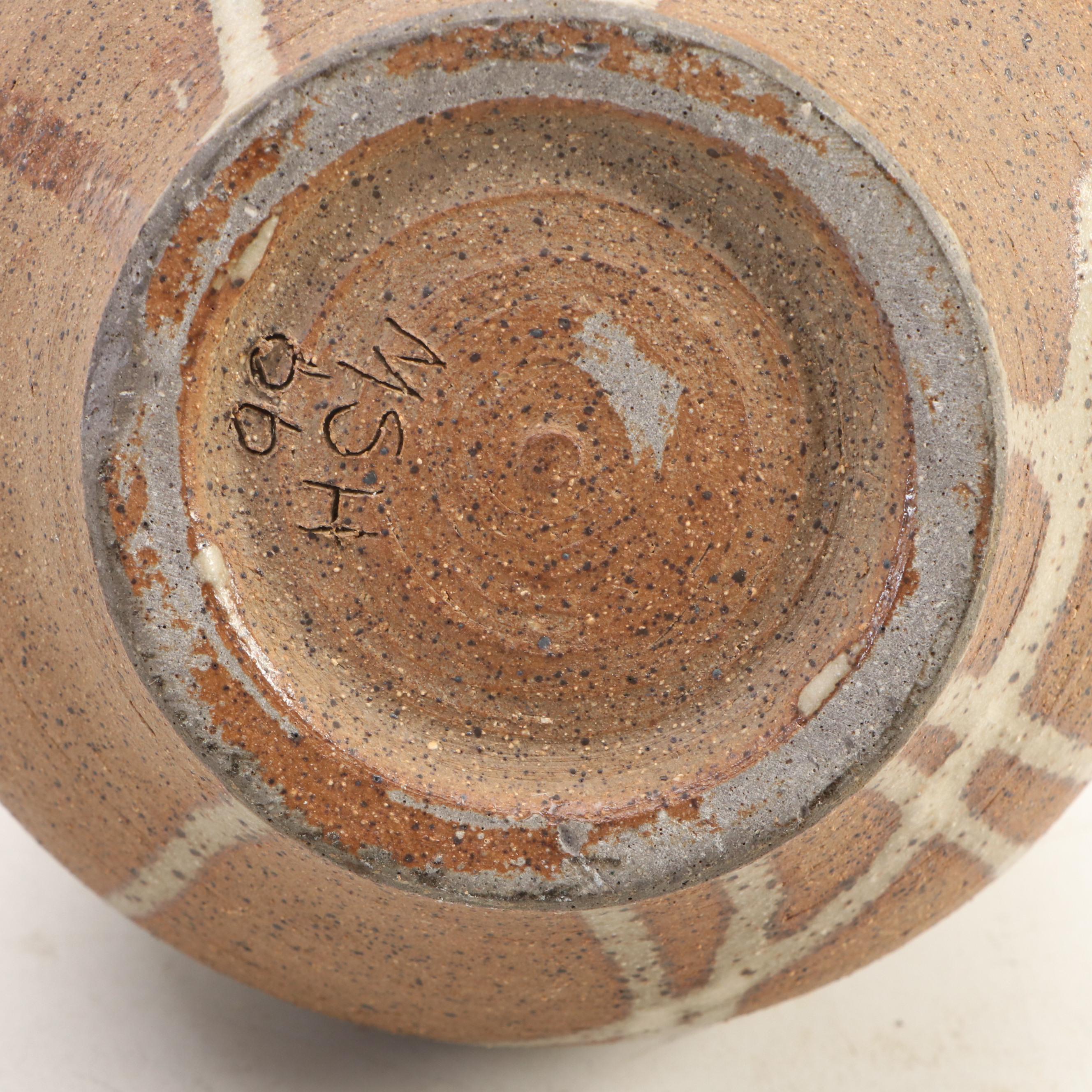 Handcrafted Studio Art Pottery Stoneware Vessels and Cutout Candle Holder