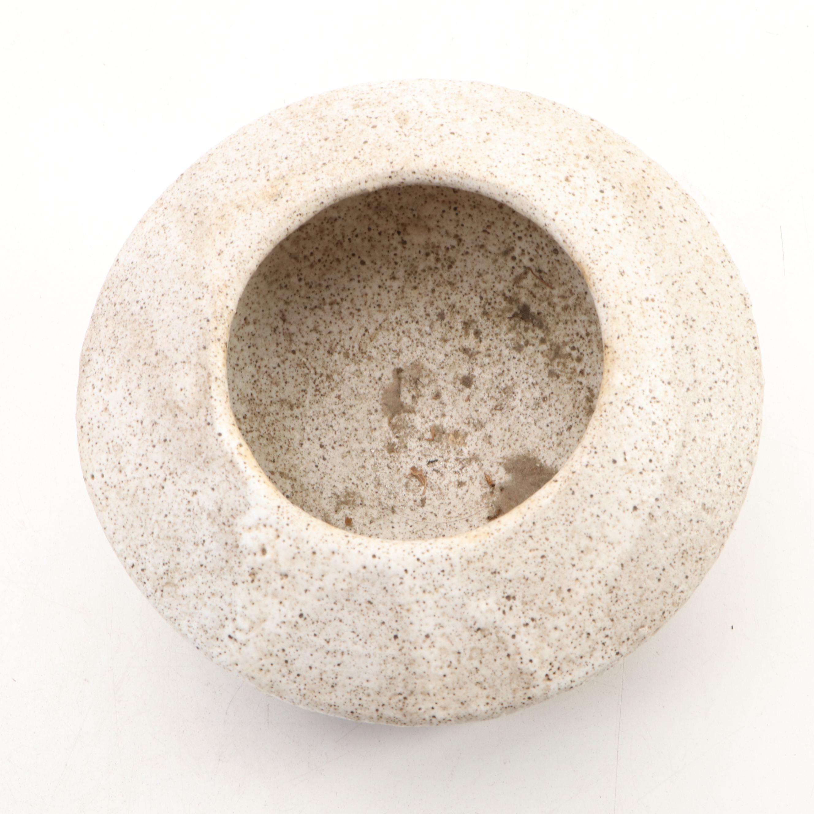 Handcrafted Studio Art Pottery Stoneware Vessels and Cutout Candle Holder