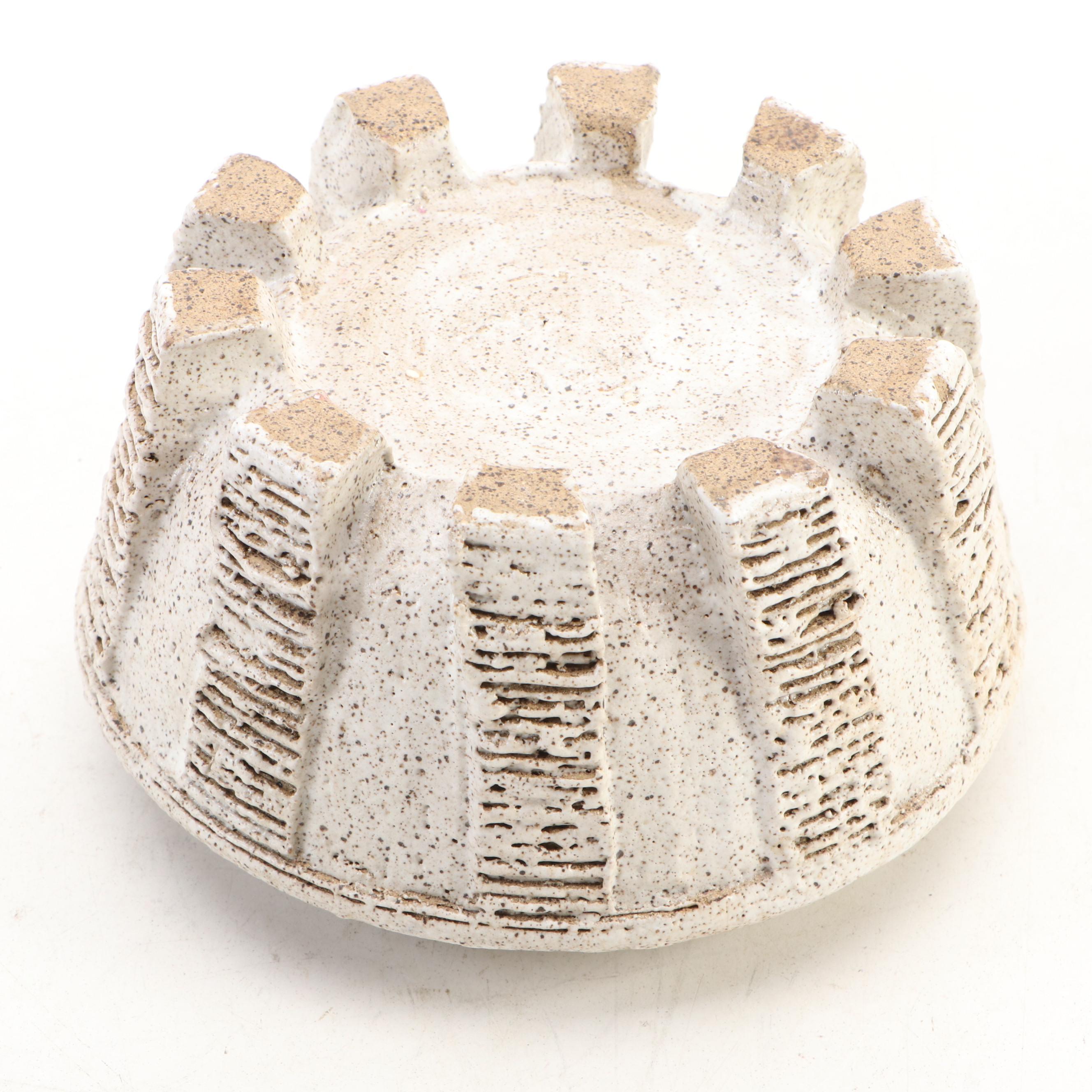 Handcrafted Studio Art Pottery Stoneware Vessels and Cutout Candle Holder