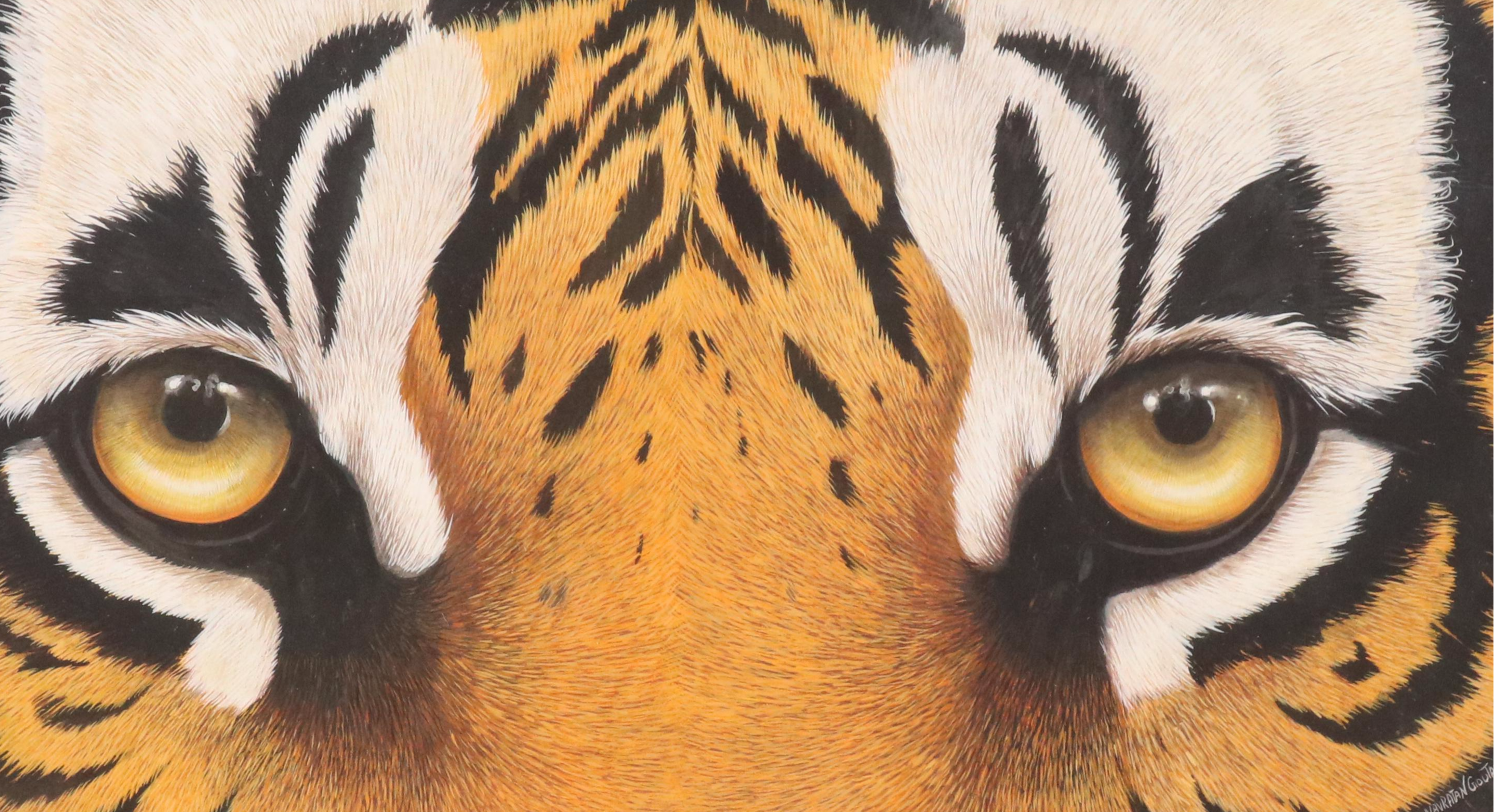 Nilesh Navratan Goutam Gouache Painting of Bengal Tiger Eyes, 2011