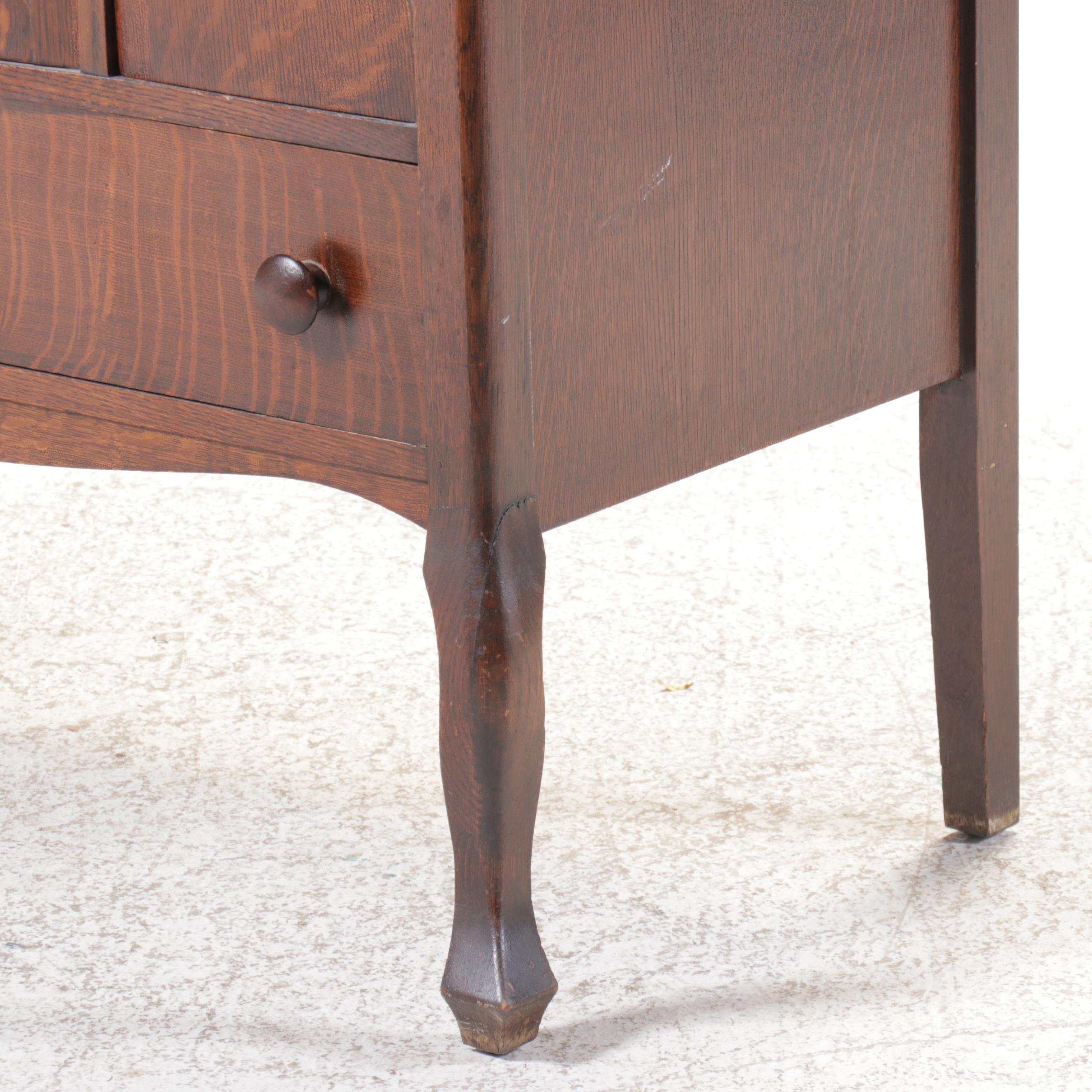 American Empire Style Tiger Oak Sideboard, Late 19th/Early 20th Century