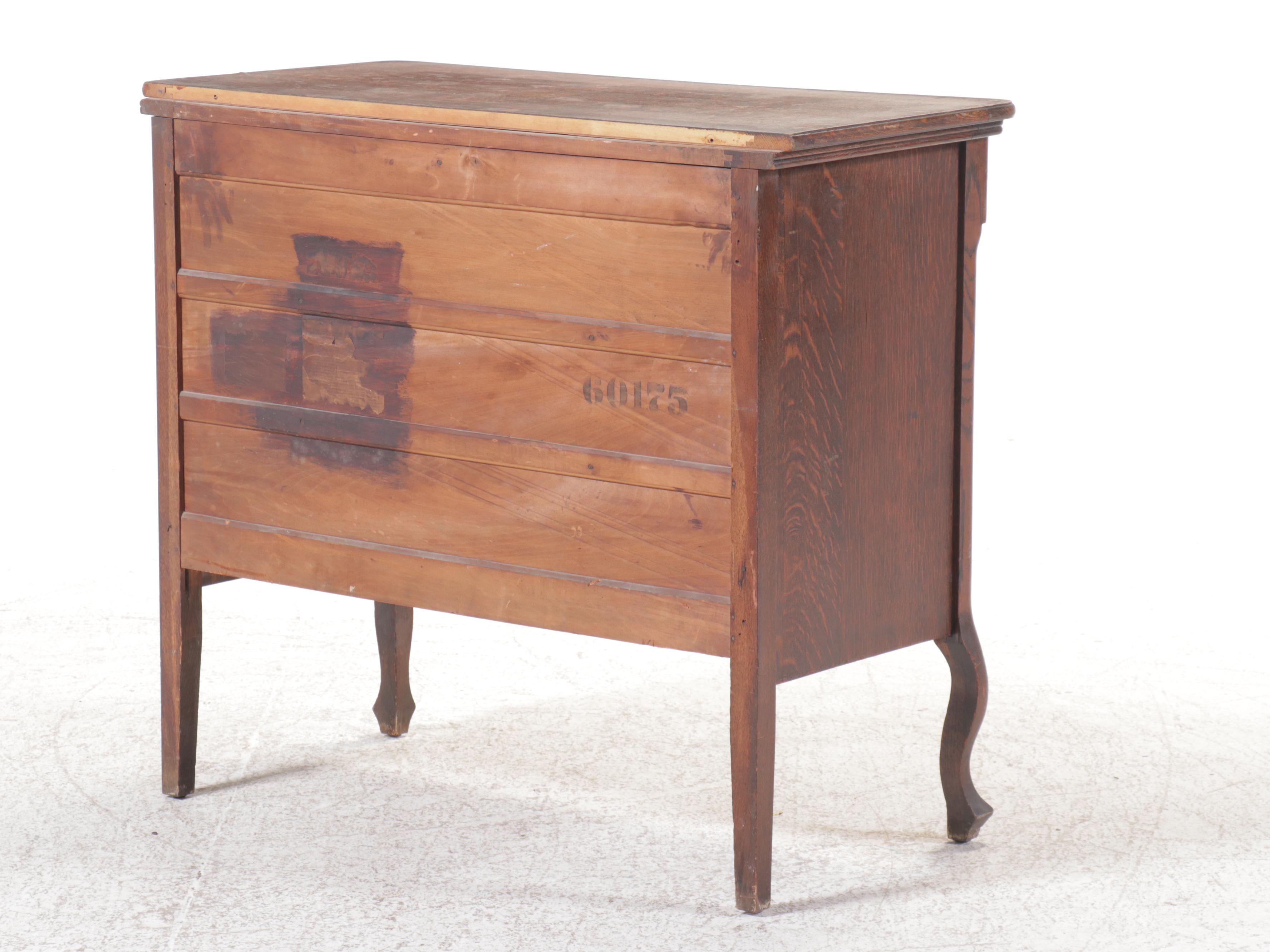American Empire Style Tiger Oak Sideboard, Late 19th/Early 20th Century
