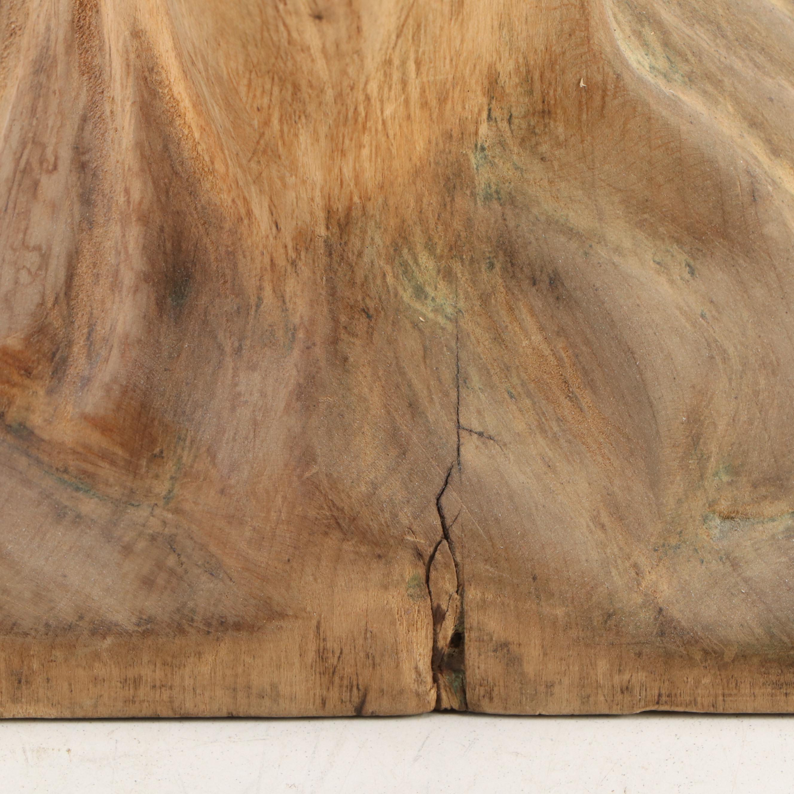 Nude Woman Covered in Drapery Carved Wood Sculpture