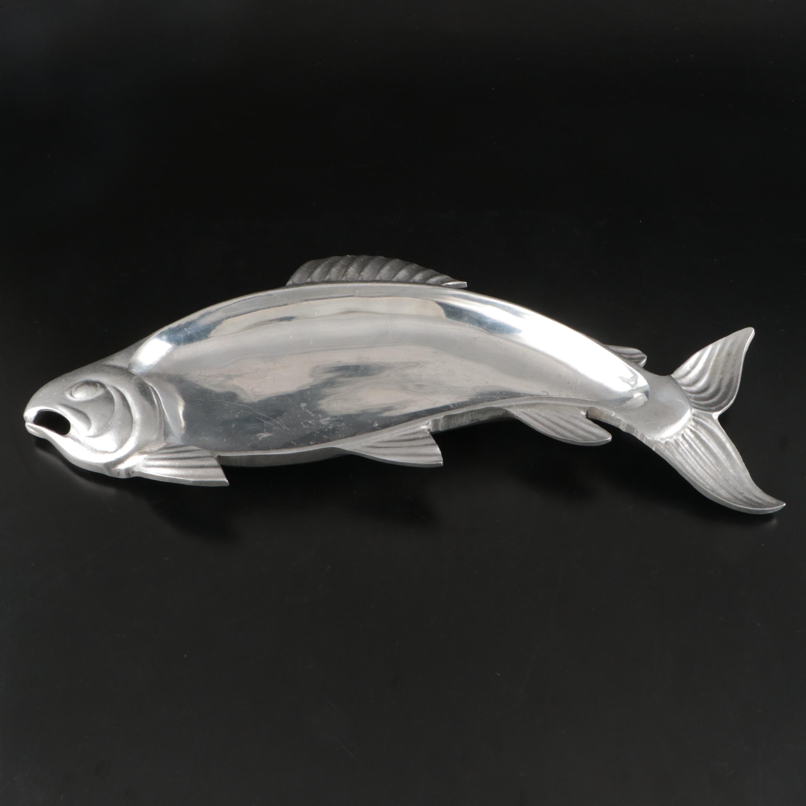 Pewtarex Pewter Fish Platter with Boat Serving Bowl