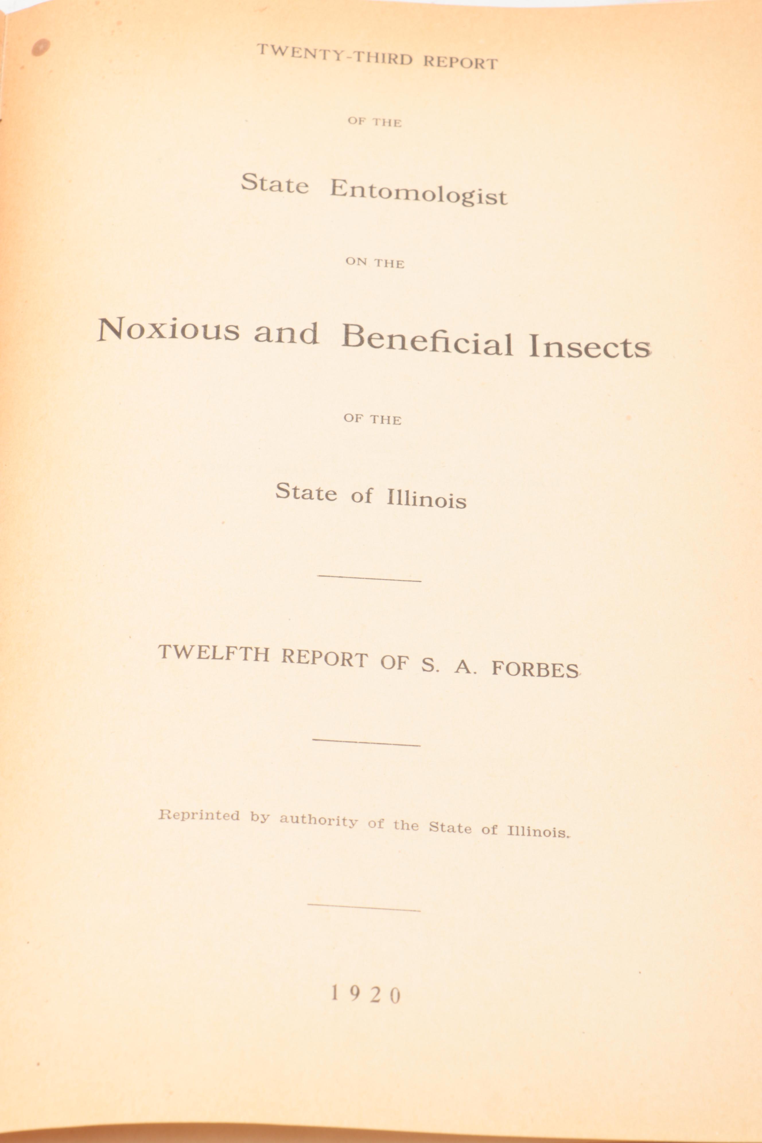 "Report on the Noxious and Beneficial Insects of Illinois" by S. A. Forbes, 1920