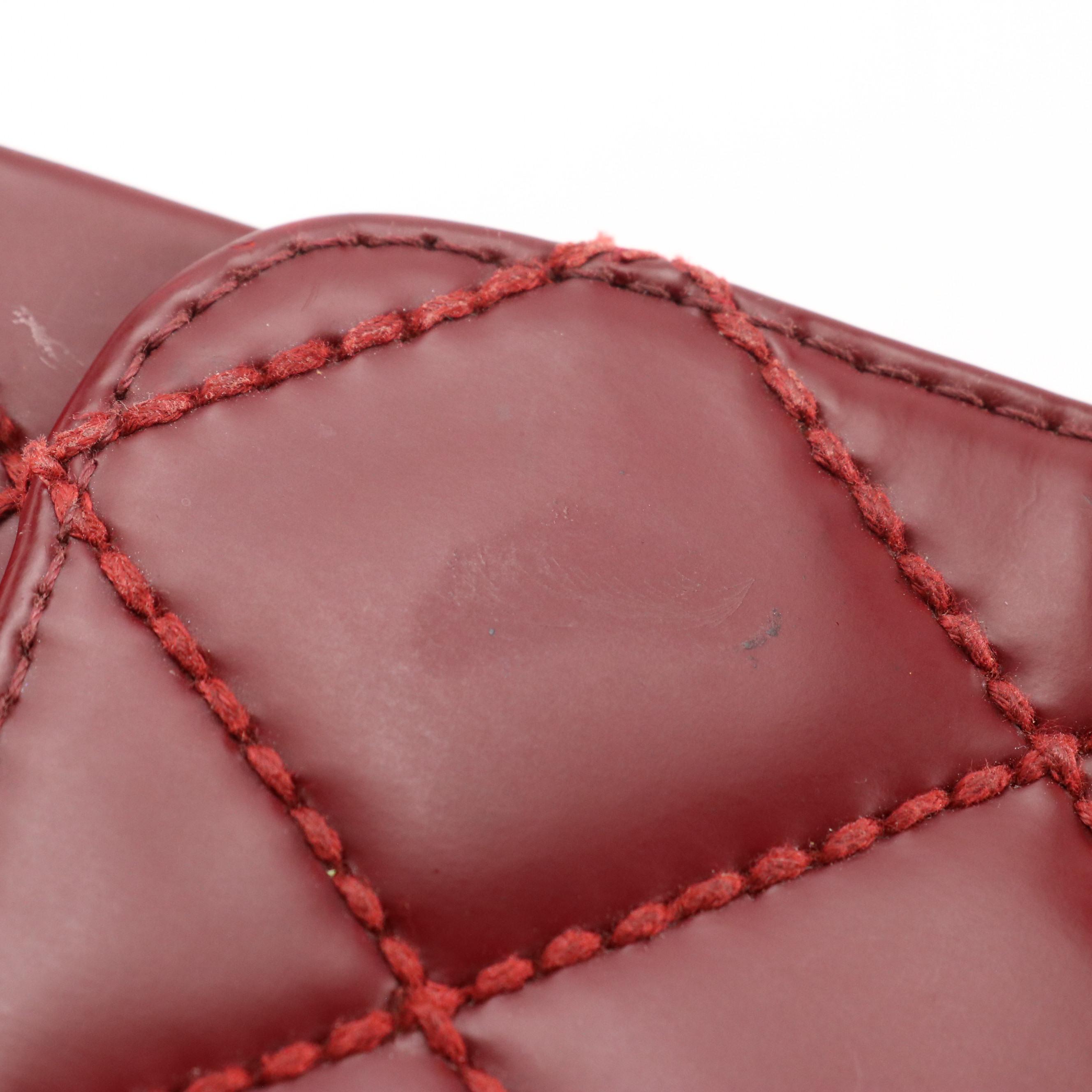 Chanel CC Flap Bag with Interwoven Chain Strap in Dark Red Matelassé Calfskin