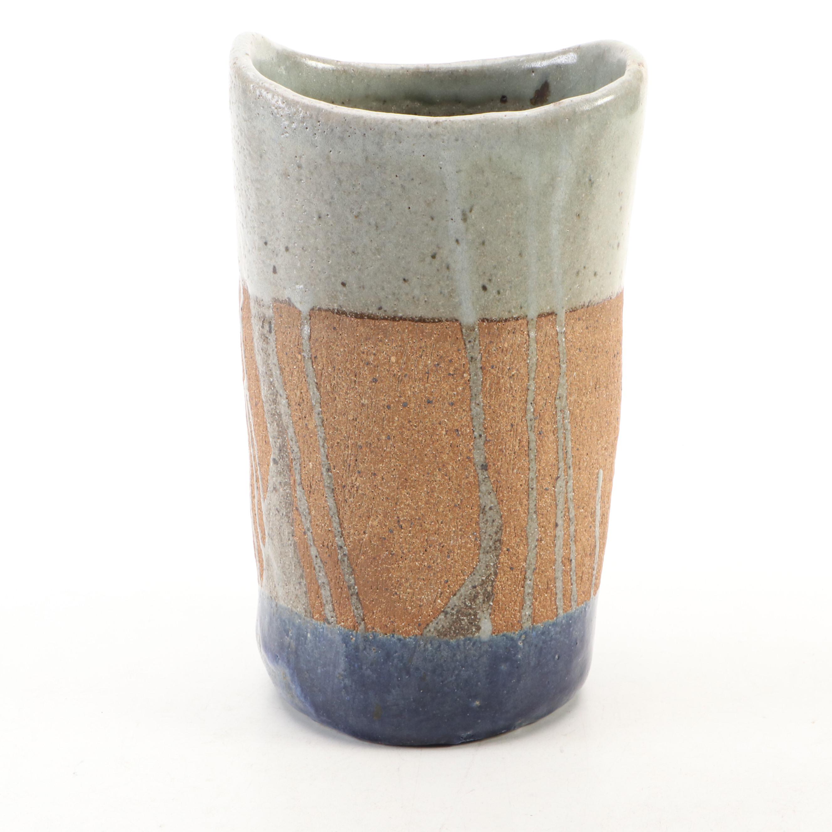 Mary S. Haber and Other Studio Art Pottery Part Glaze Stoneware Bowl with Vases