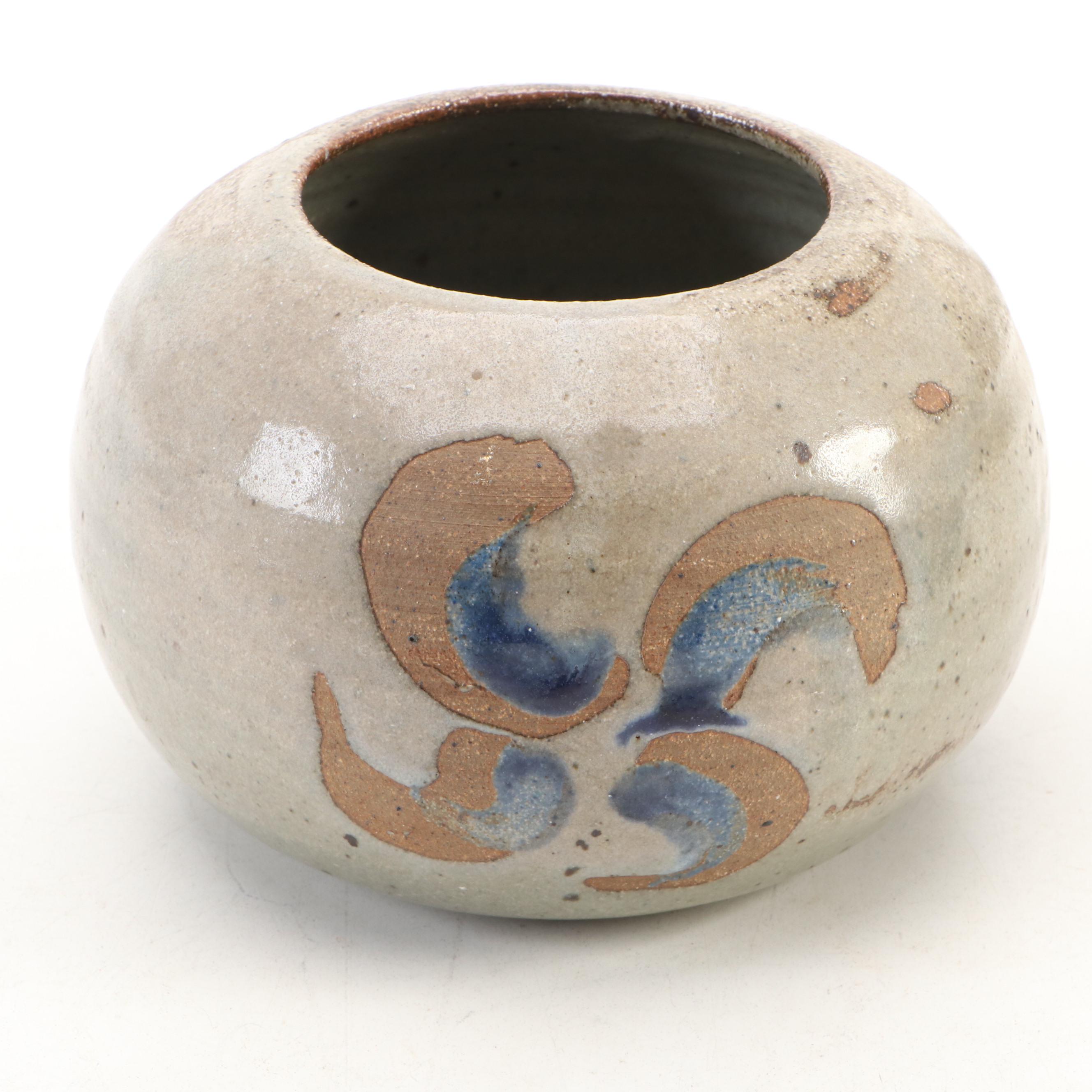 Mary S. Haber and Other Studio Art Pottery Part Glaze Stoneware Bowl with Vases