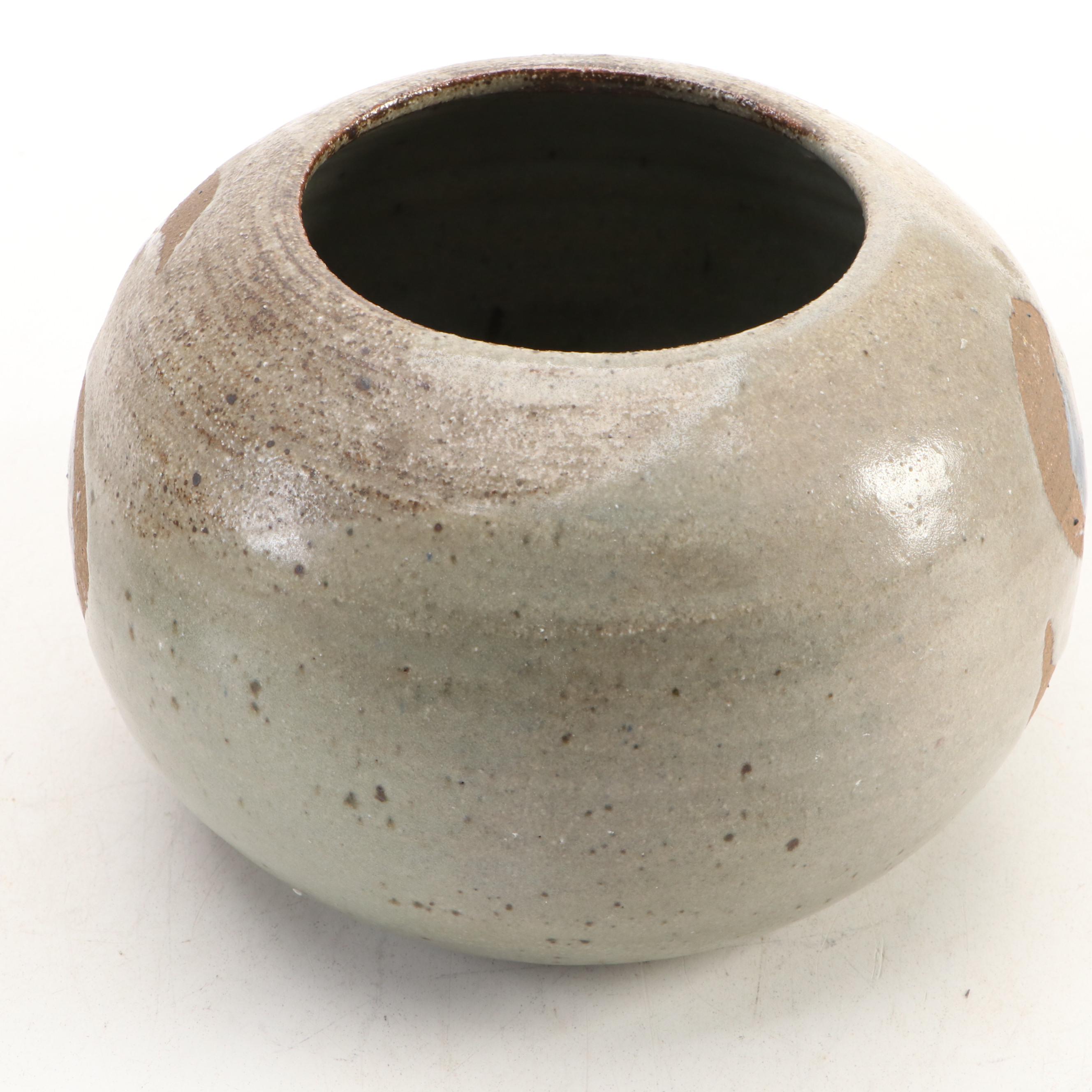 Mary S. Haber and Other Studio Art Pottery Part Glaze Stoneware Bowl with Vases