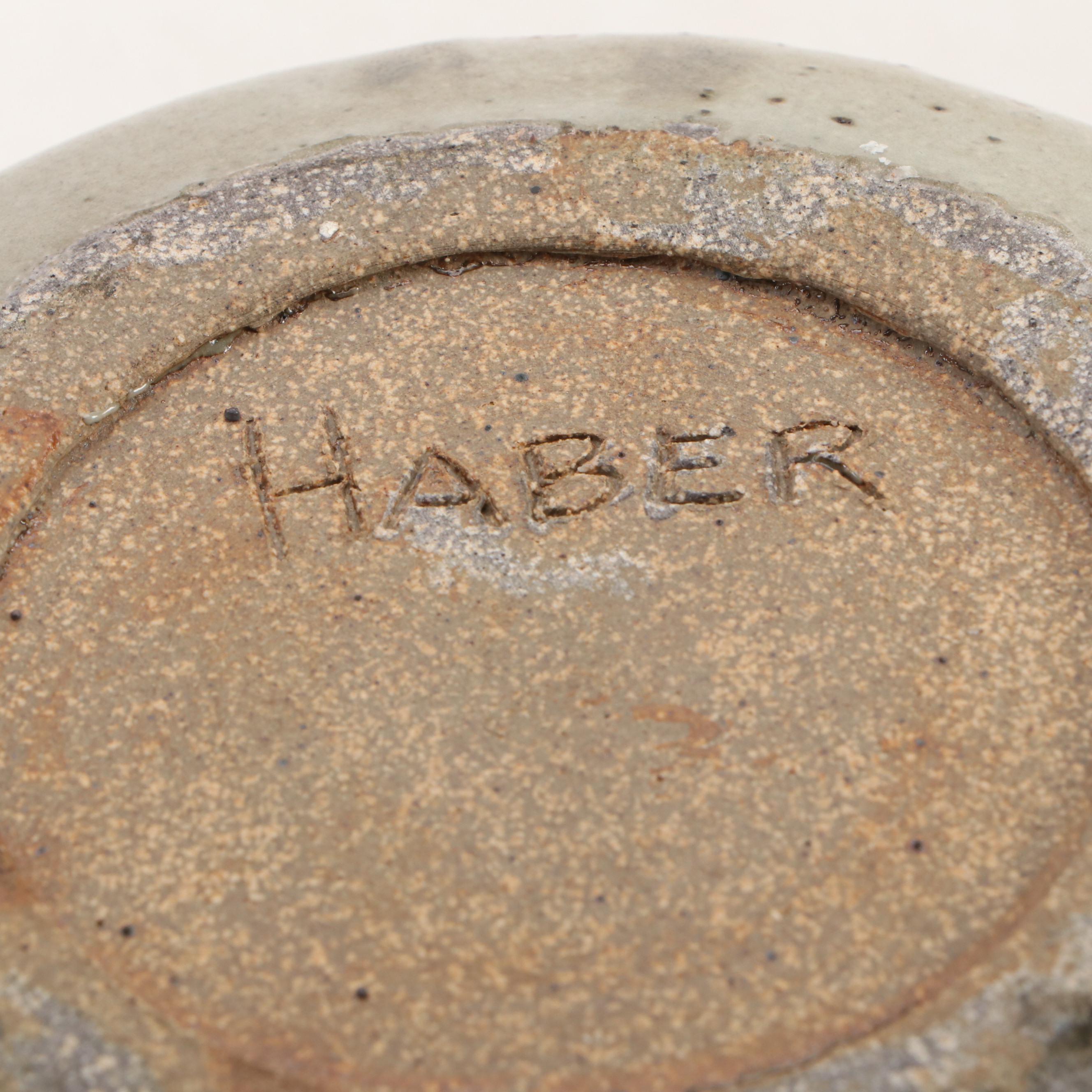 Mary S. Haber and Other Studio Art Pottery Part Glaze Stoneware Bowl with Vases