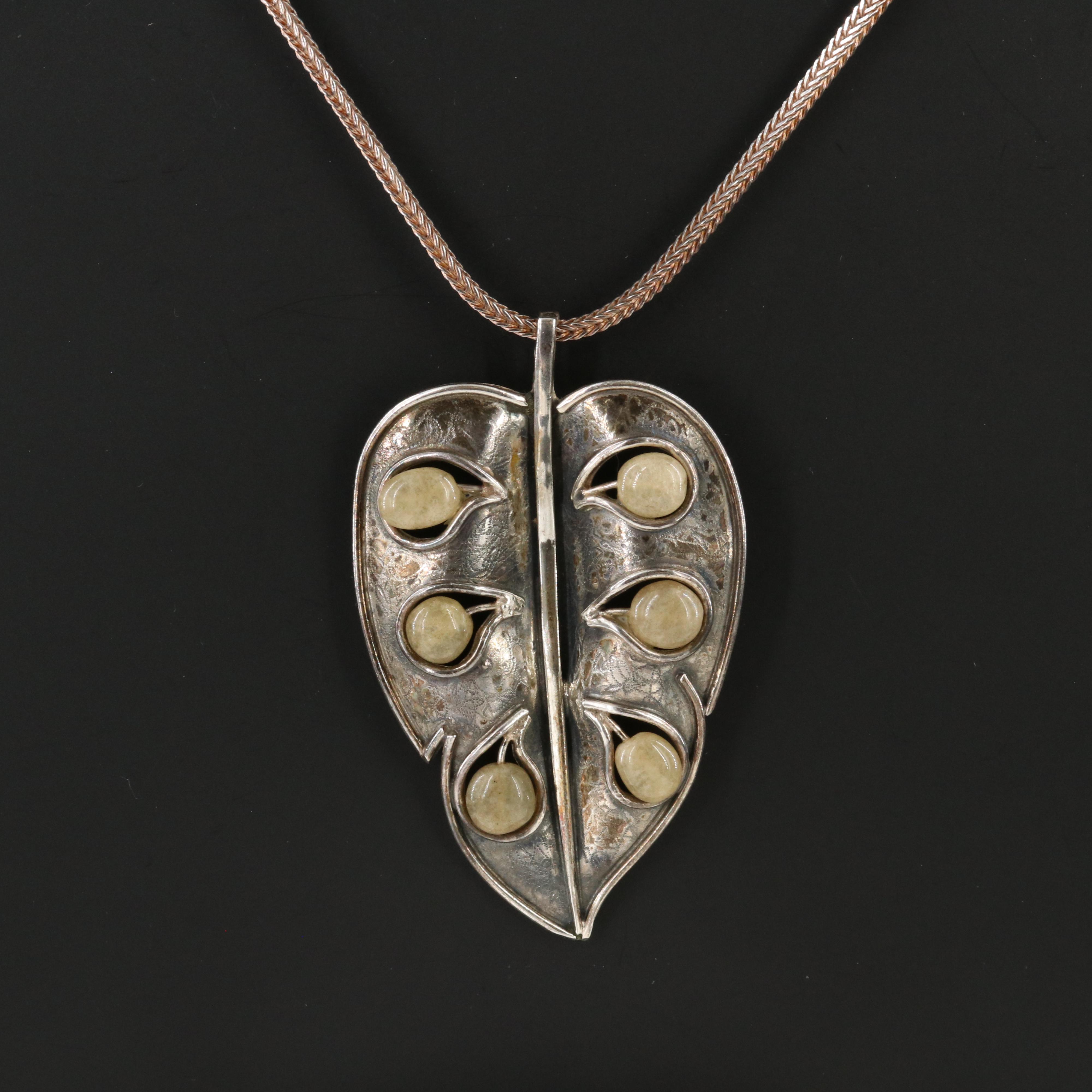 Sterling Citrine Leaf Pendant Necklace