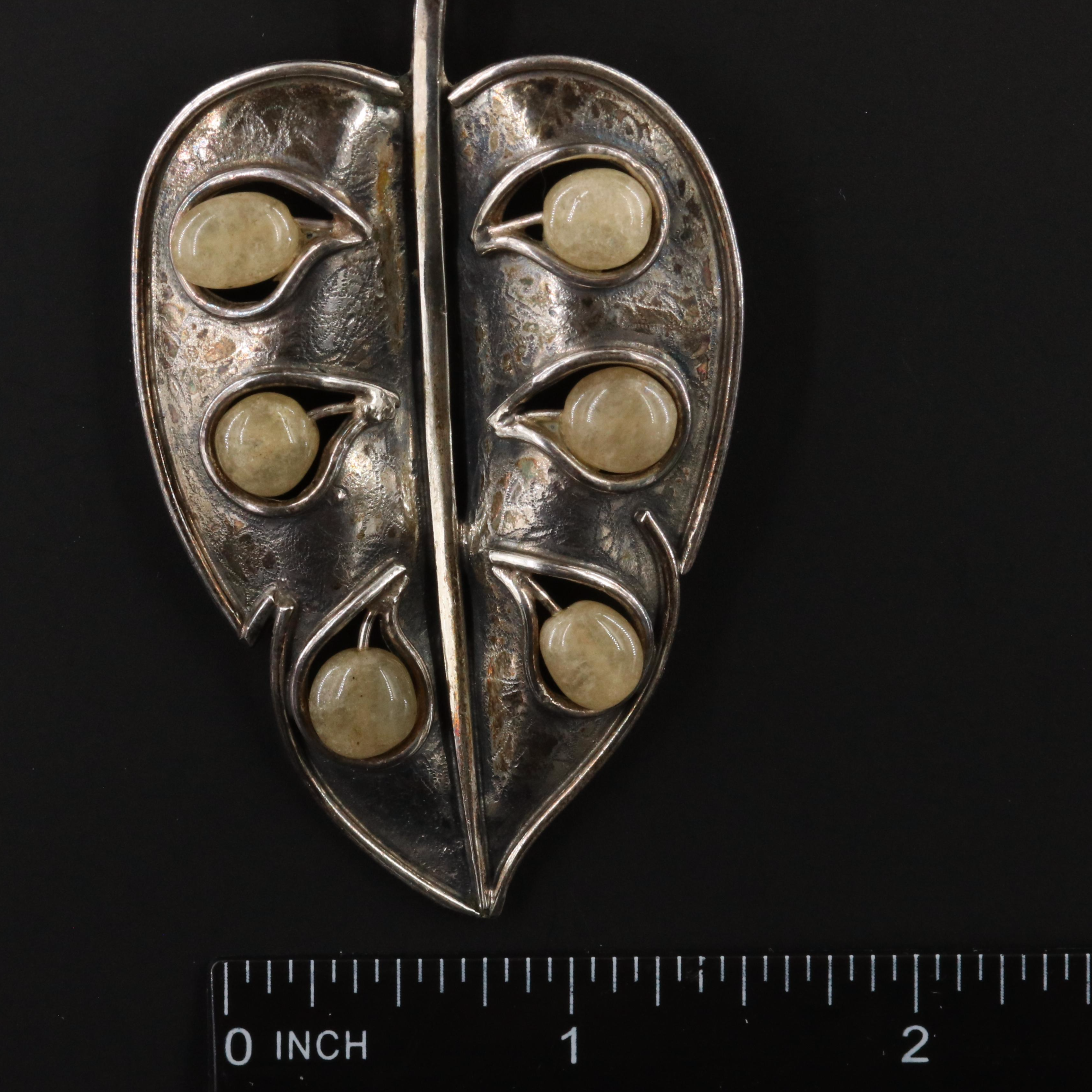 Sterling Citrine Leaf Pendant Necklace