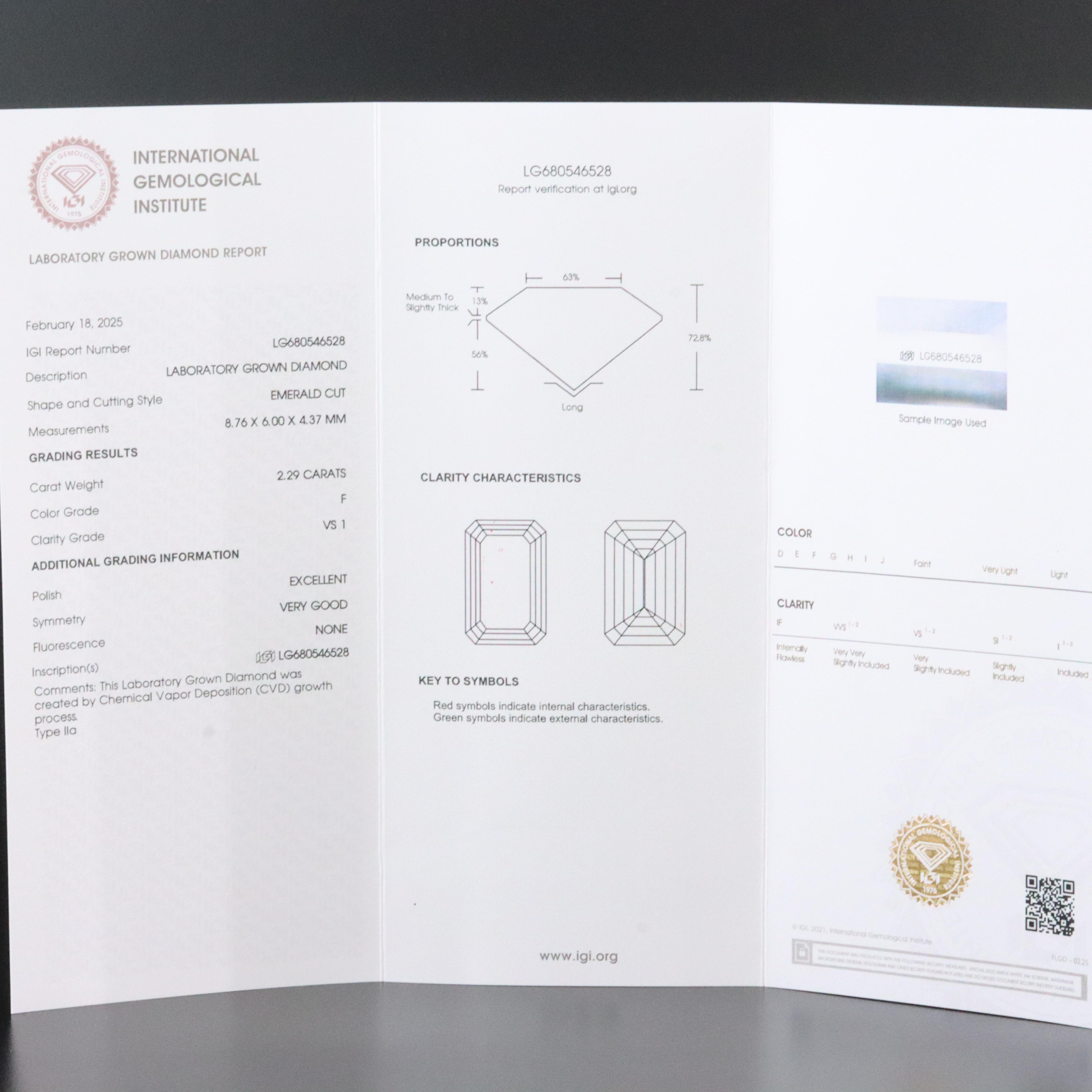 18K 2.29 CT Lab Grown Diamond Solitaire Ring with IGI Report