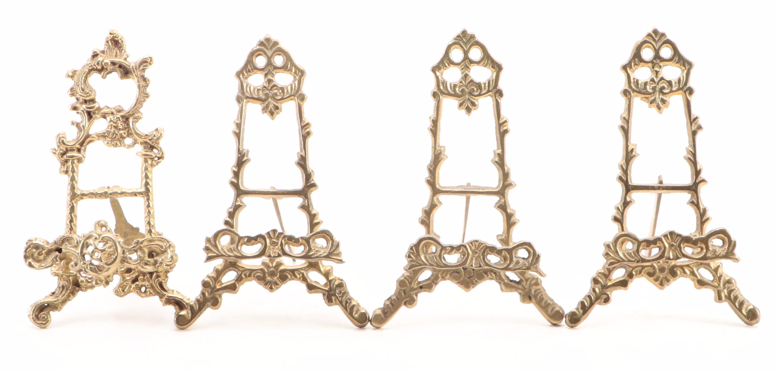 Baroque Revival Style Brass Table Top Easels