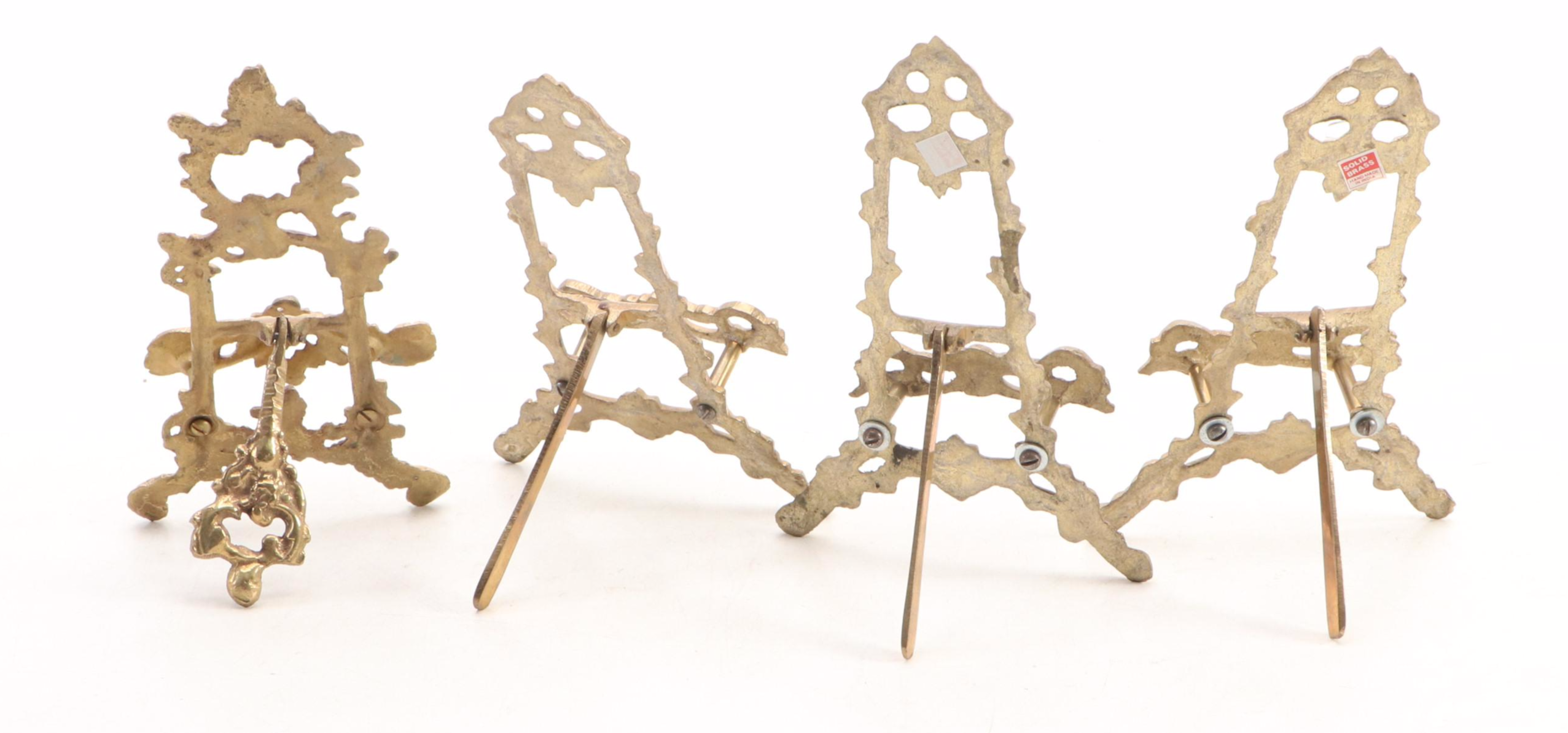 Baroque Revival Style Brass Table Top Easels