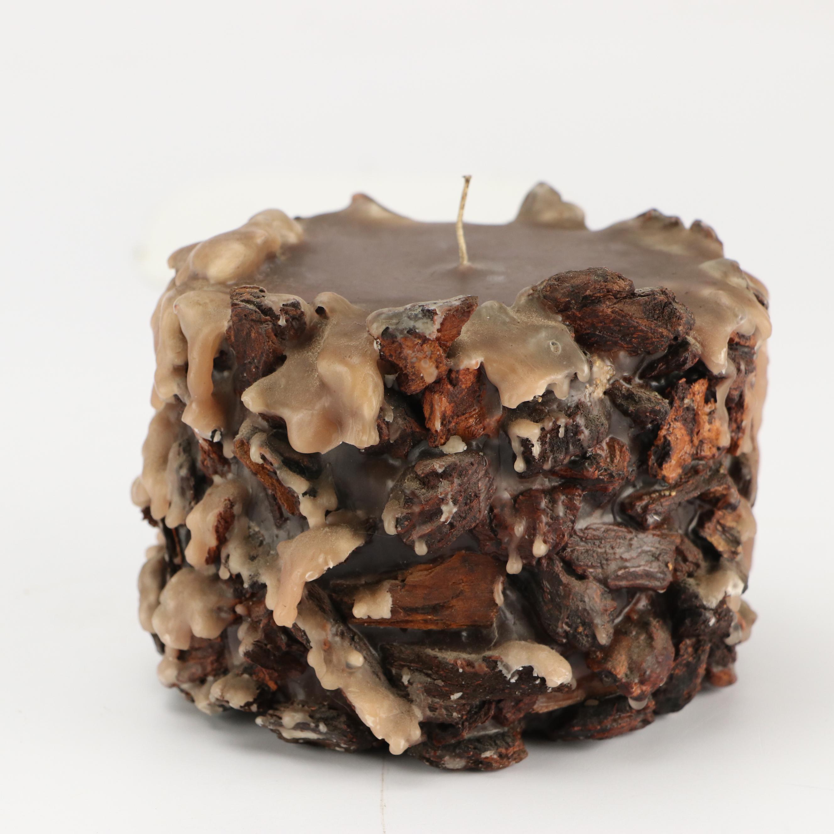 Twisted and Pillar Wax Candles with Other Wooden Candle, Late 20th Century