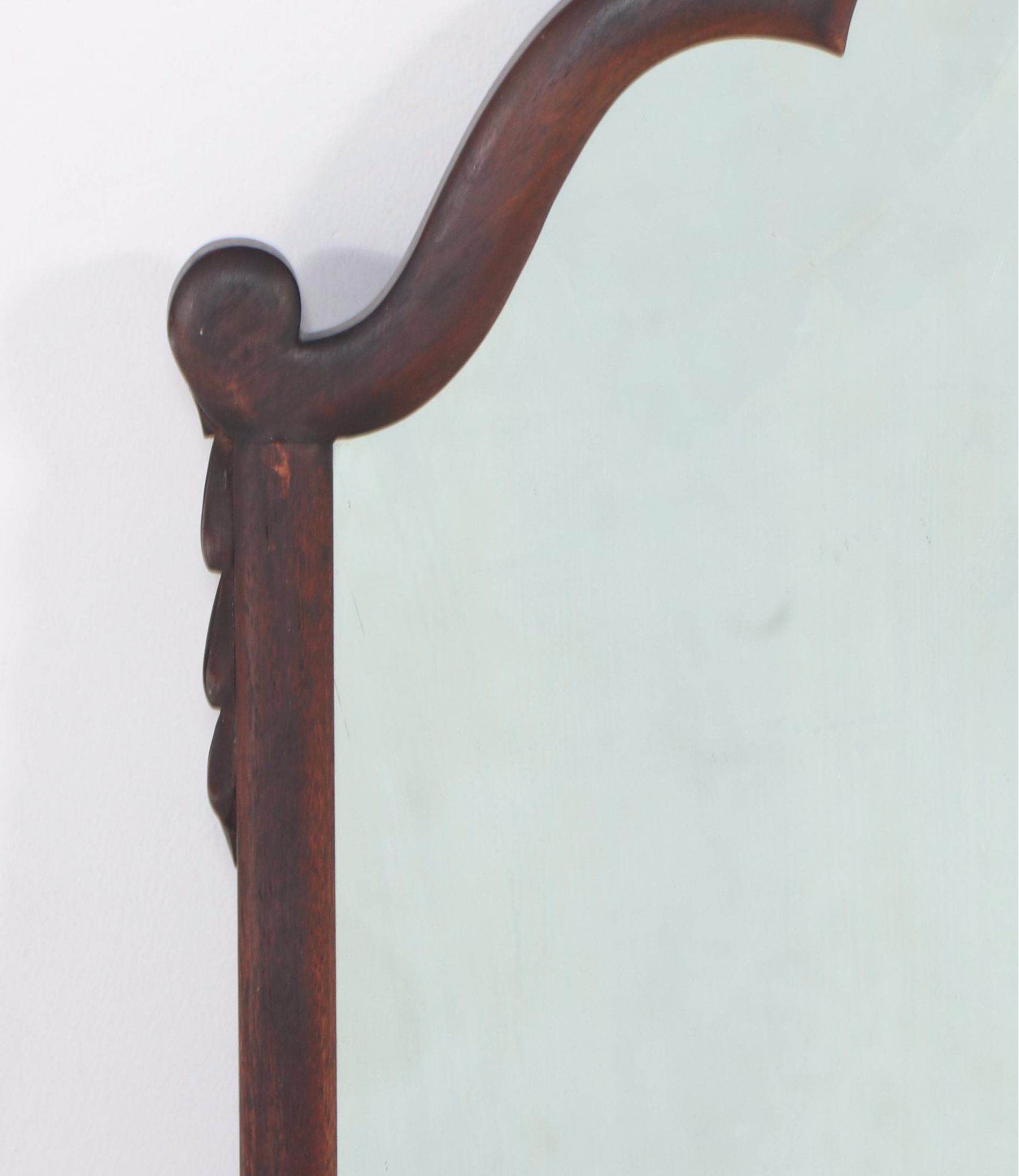 Queen Anne Style Mahogany Framed Wall Mirror, 20th Century
