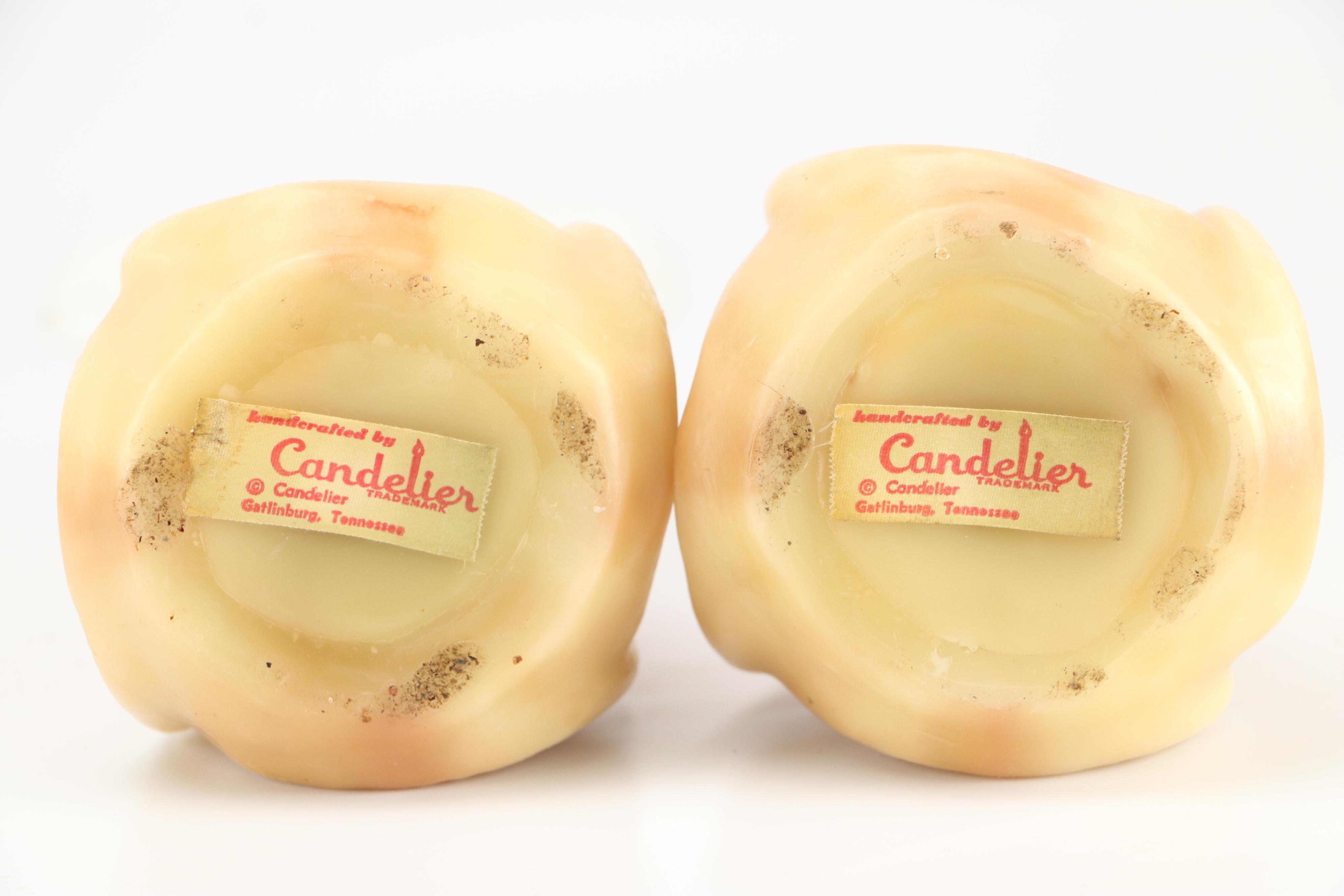 Twisted and Pillar Wax Candles with Other Wooden Candle, Late 20th Century