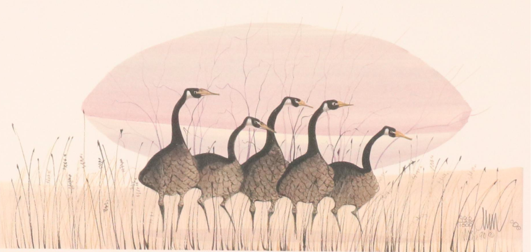 P. Buckley Moss Offset Lithograph "Evening Congregation"