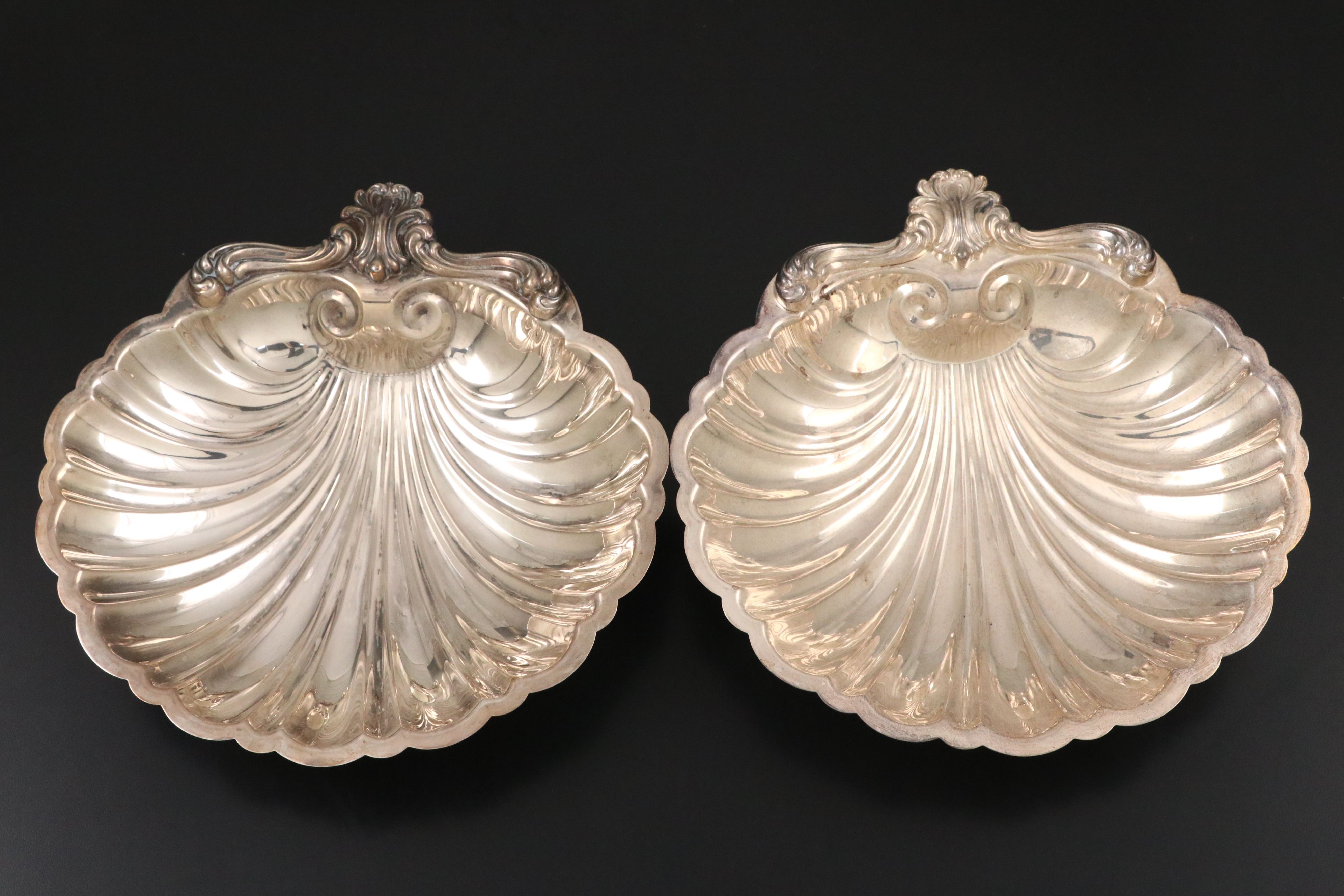 Vintage Silver Plate Leaf and Shell Shaped Dishes